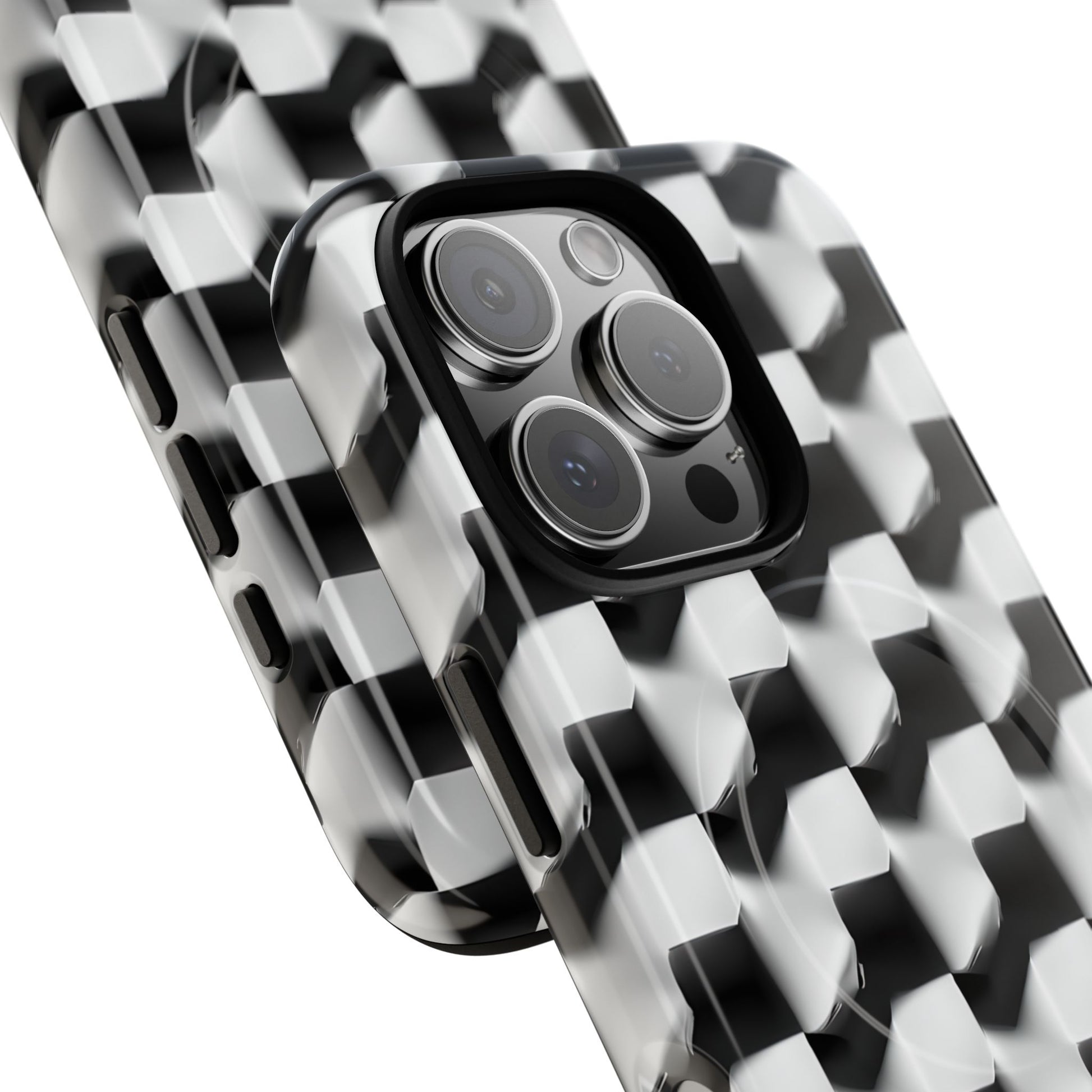 Monochrome Grid - iPhone 16 Pro MagSafe Phone Case - Bold, Modern Black & White Design