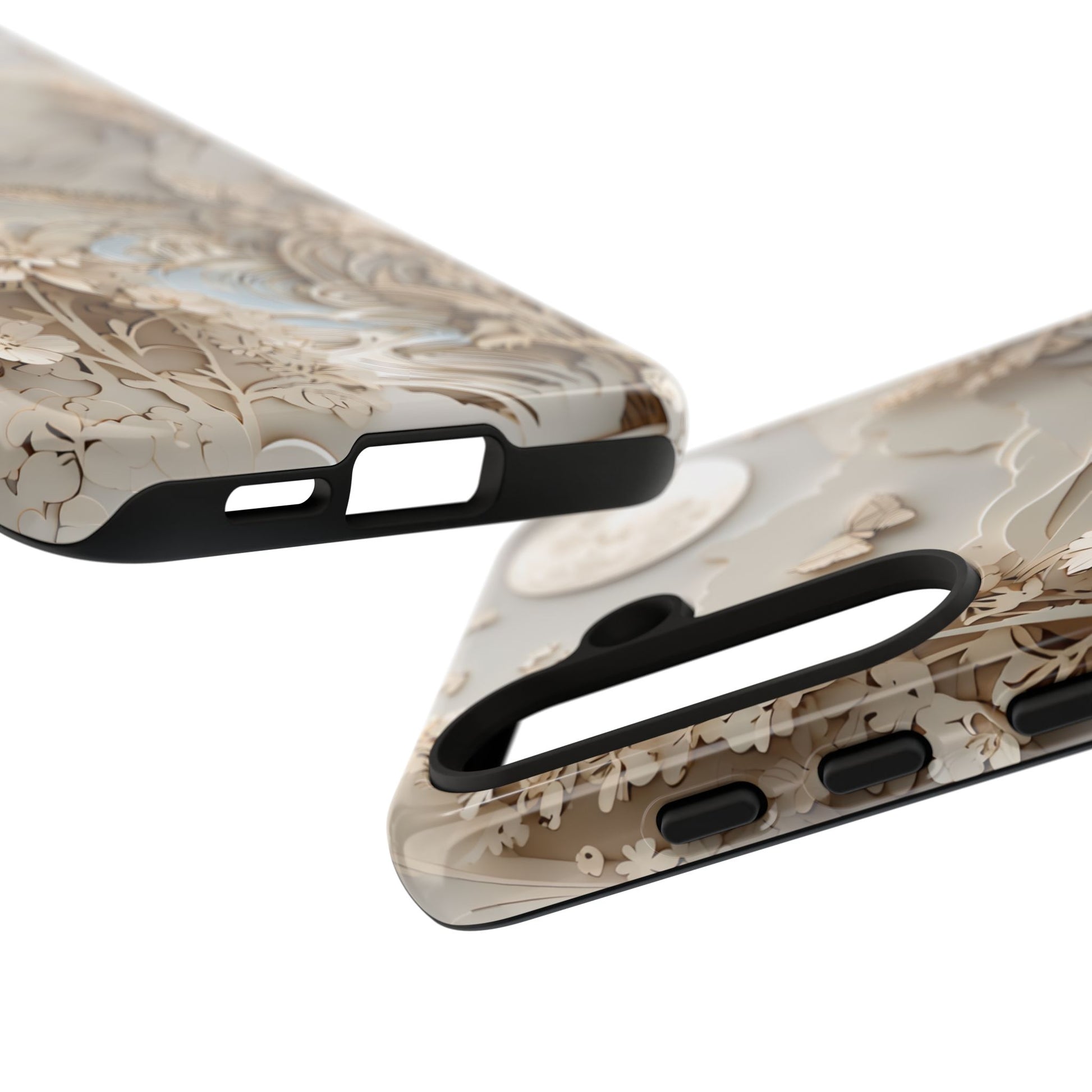 Moonlit Garden - Elegant Neutral Floral Samsung Galaxy S24 Tough Phone Case - Painterly Botanical & Moon Design