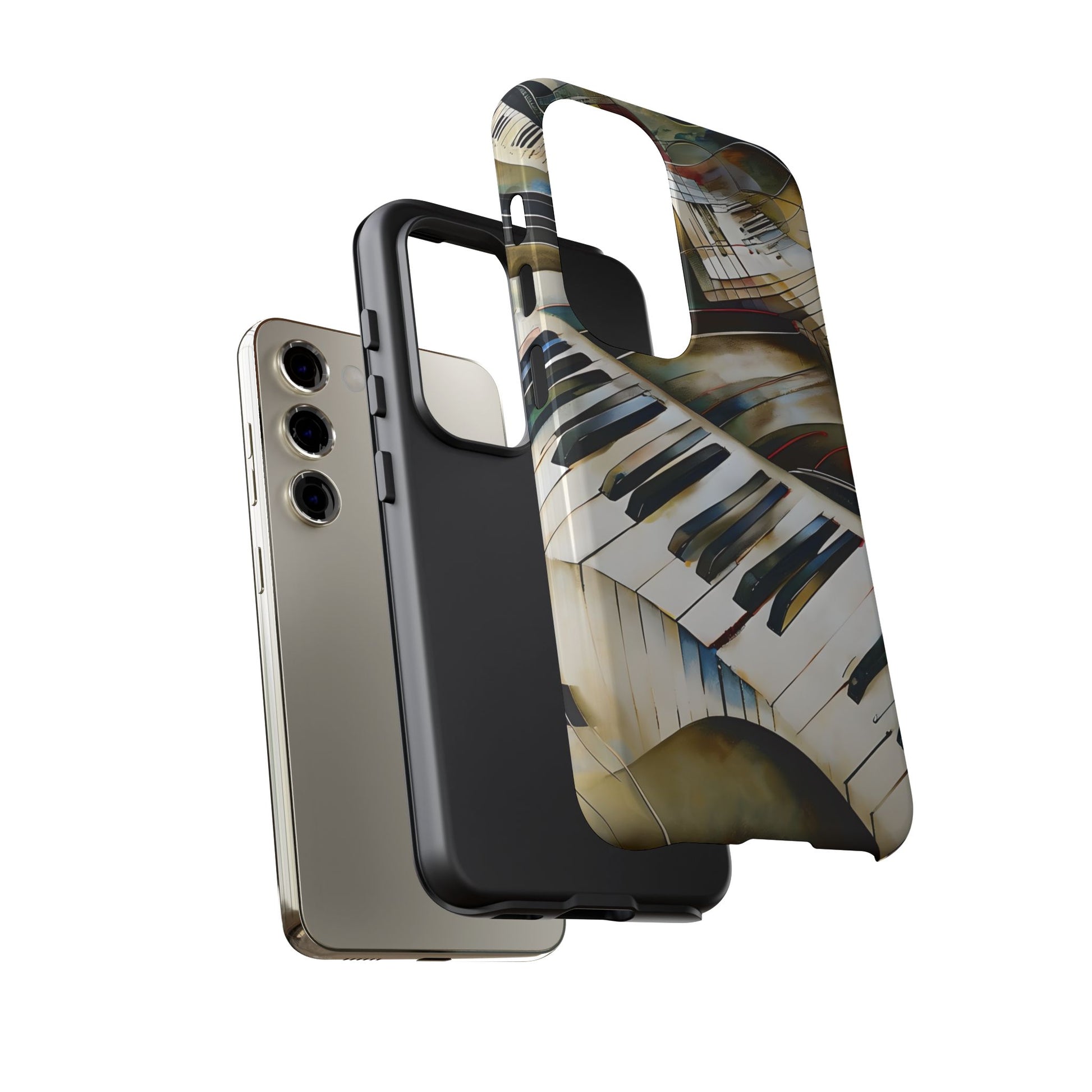 Ivory Cascade Abstract Keyboard Music Tough Case for Samsung Galaxy S23 - Shockproof Phone Cover