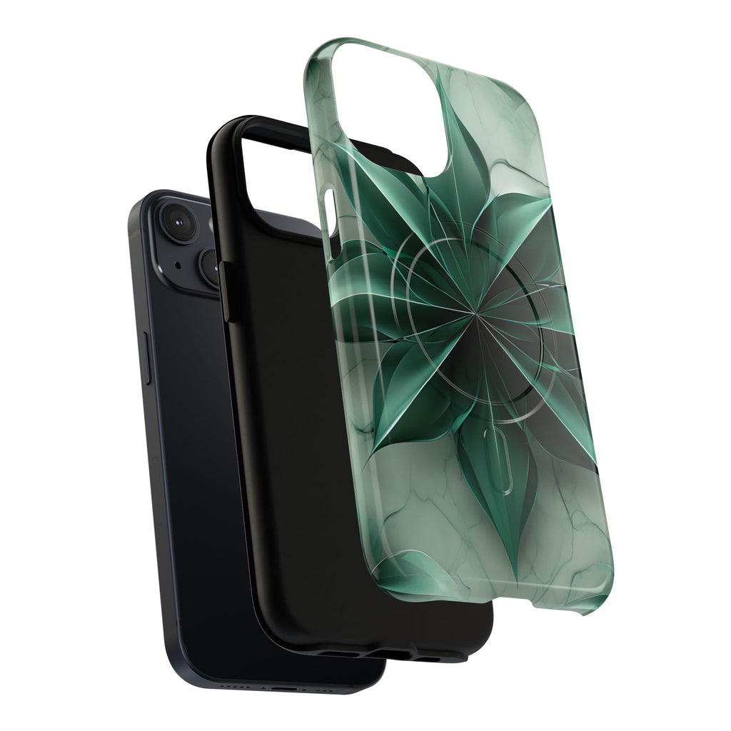 Emerald Bloom - iPhone 14 MagSafe Phone Case - Rich Emerald Modern Design