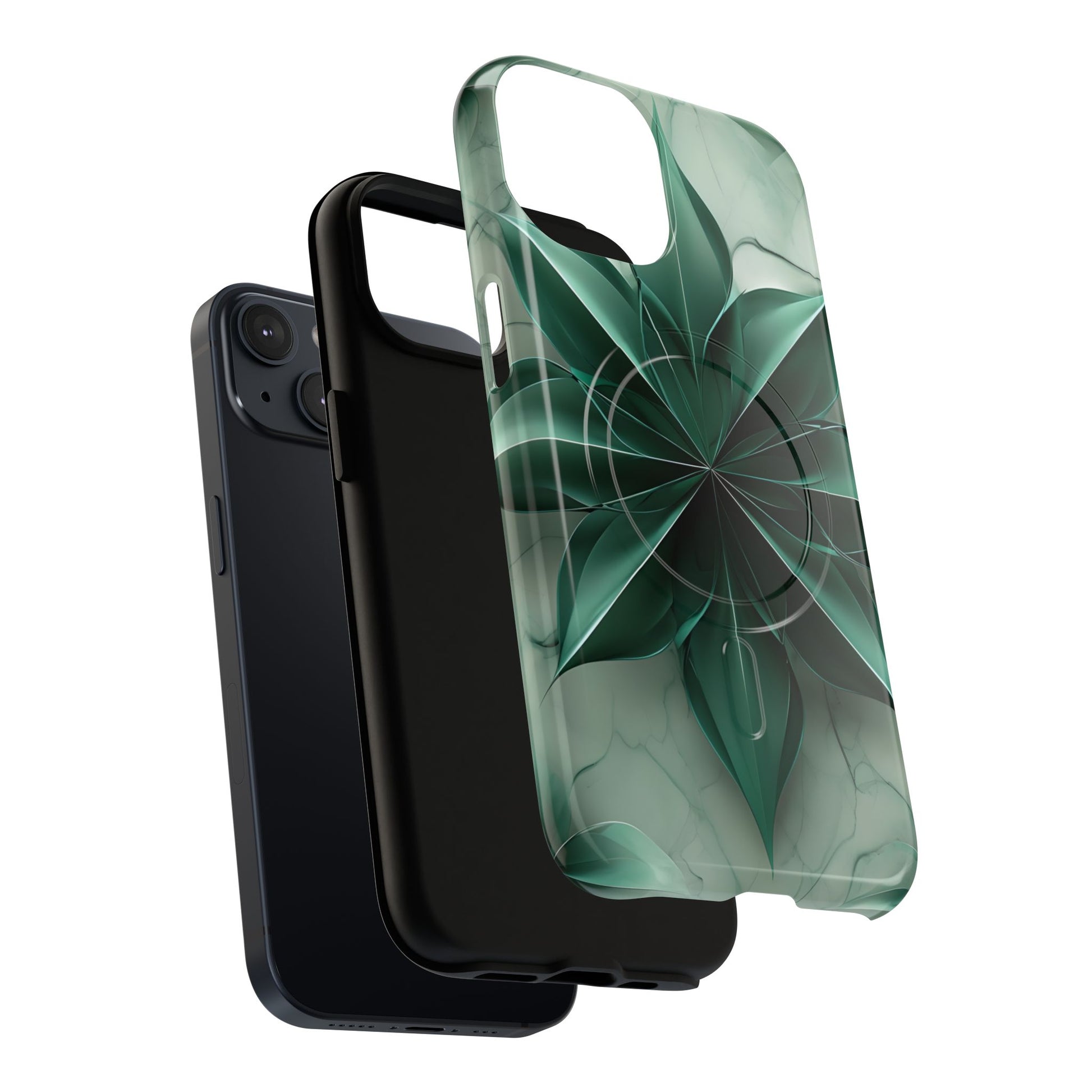 Emerald Bloom - iPhone 14 MagSafe Phone Case - Rich Emerald Modern Design
