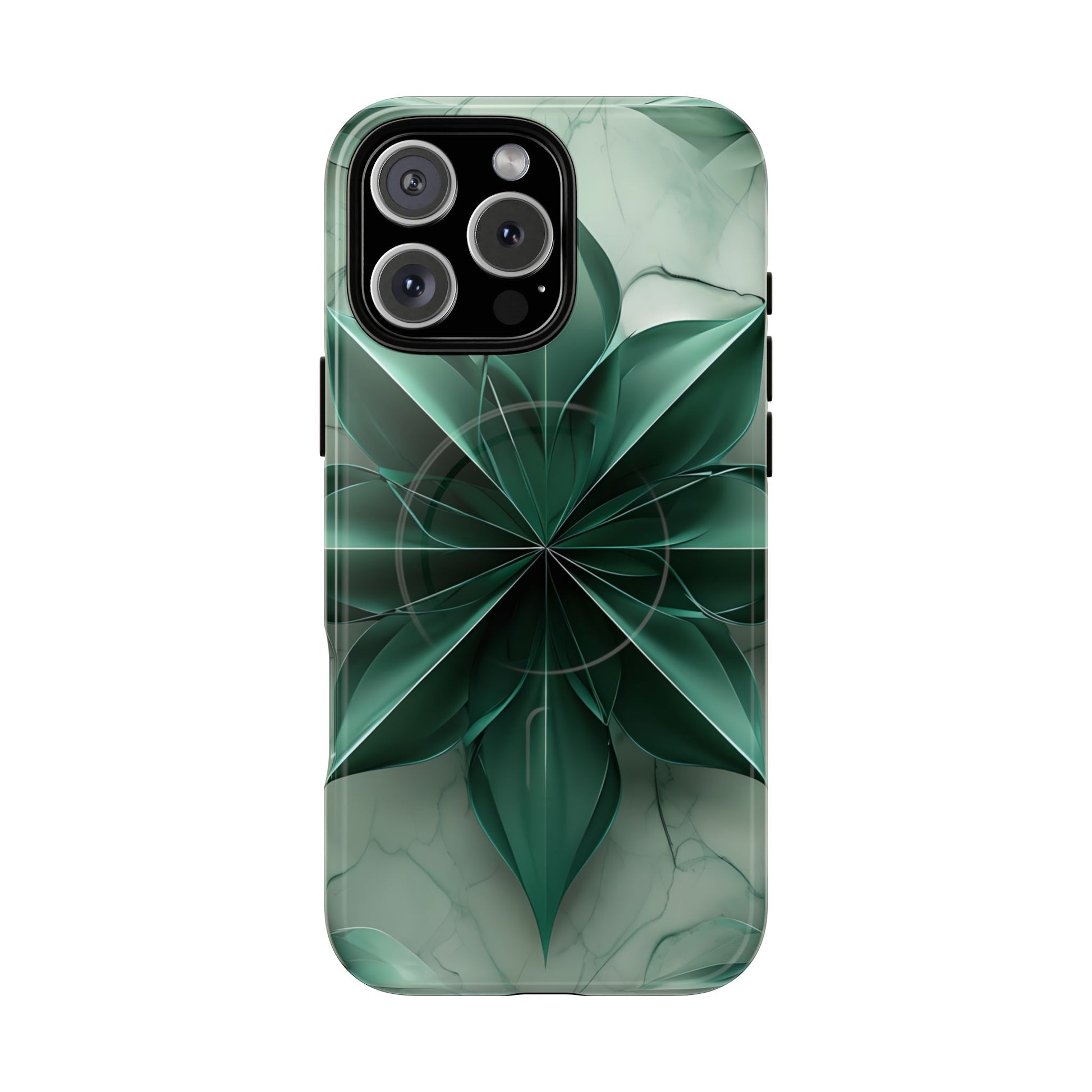 Emerald Bloom - iPhone 16 Pro Max MagSafe Phone Case - Rich Emerald Modern Design