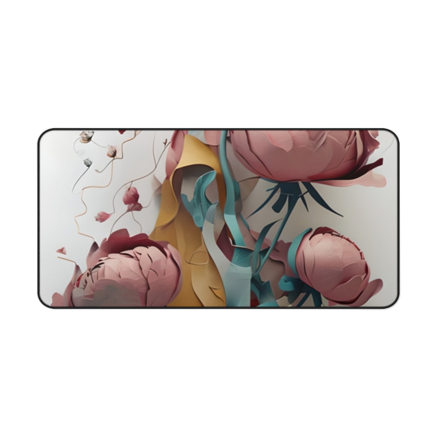 Blushing Peony Veil Desk Mat - Premium Office Desk Pad, 3 Sizes Available, Artistic Workspace Protection