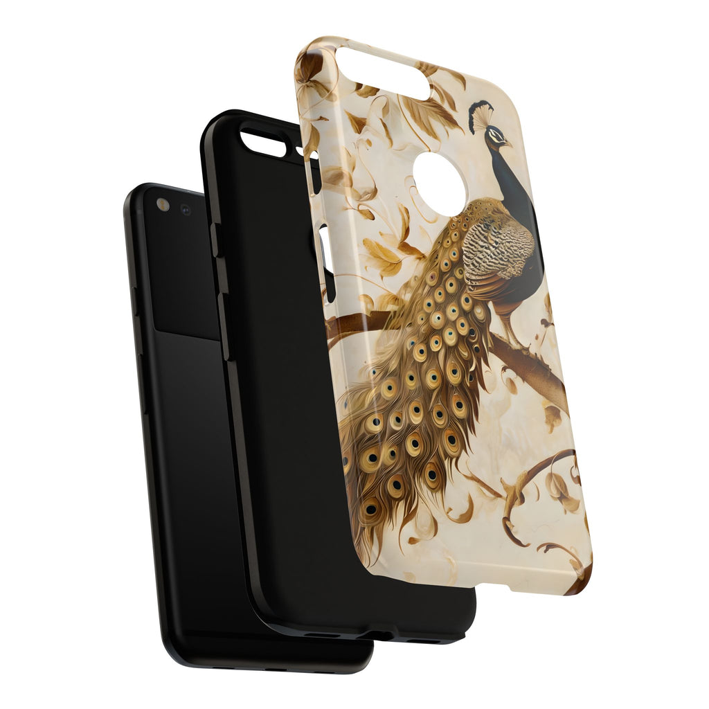 Golden Plumage - Luxe Peacock Art Google Pixel XL Phone Case - Elegant Gold & Cream Design
