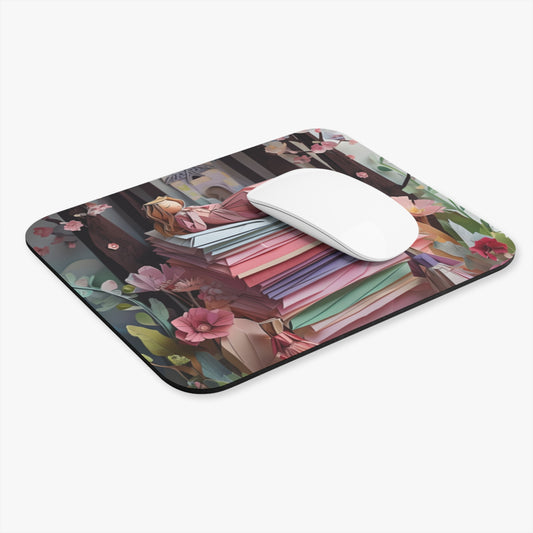 A Good Night's Sleep mouse pad in workspace with mouse showing soft patterned design