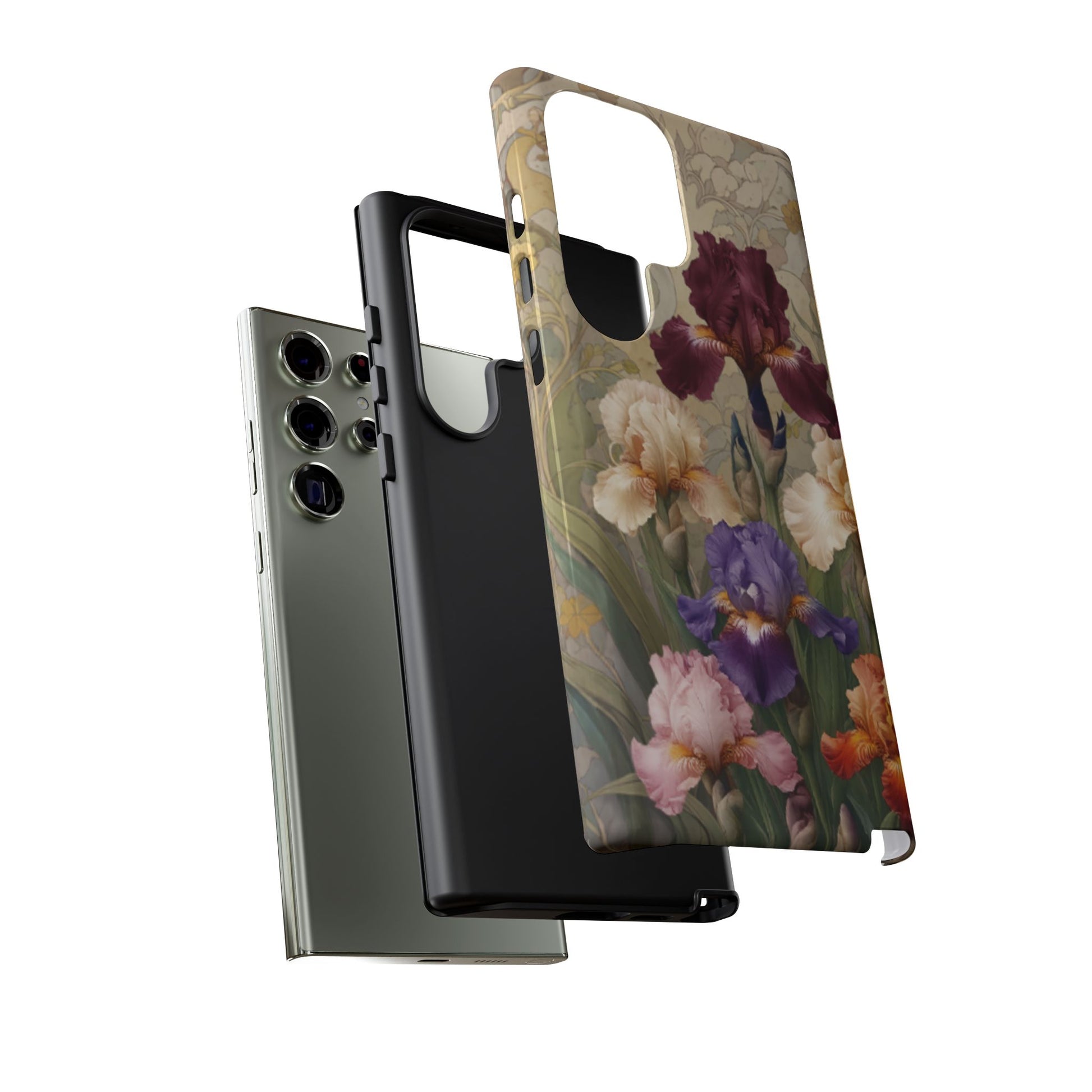 Iris Reverie shockproof dual layer Samsung Galaxy phone case with vintage floral design