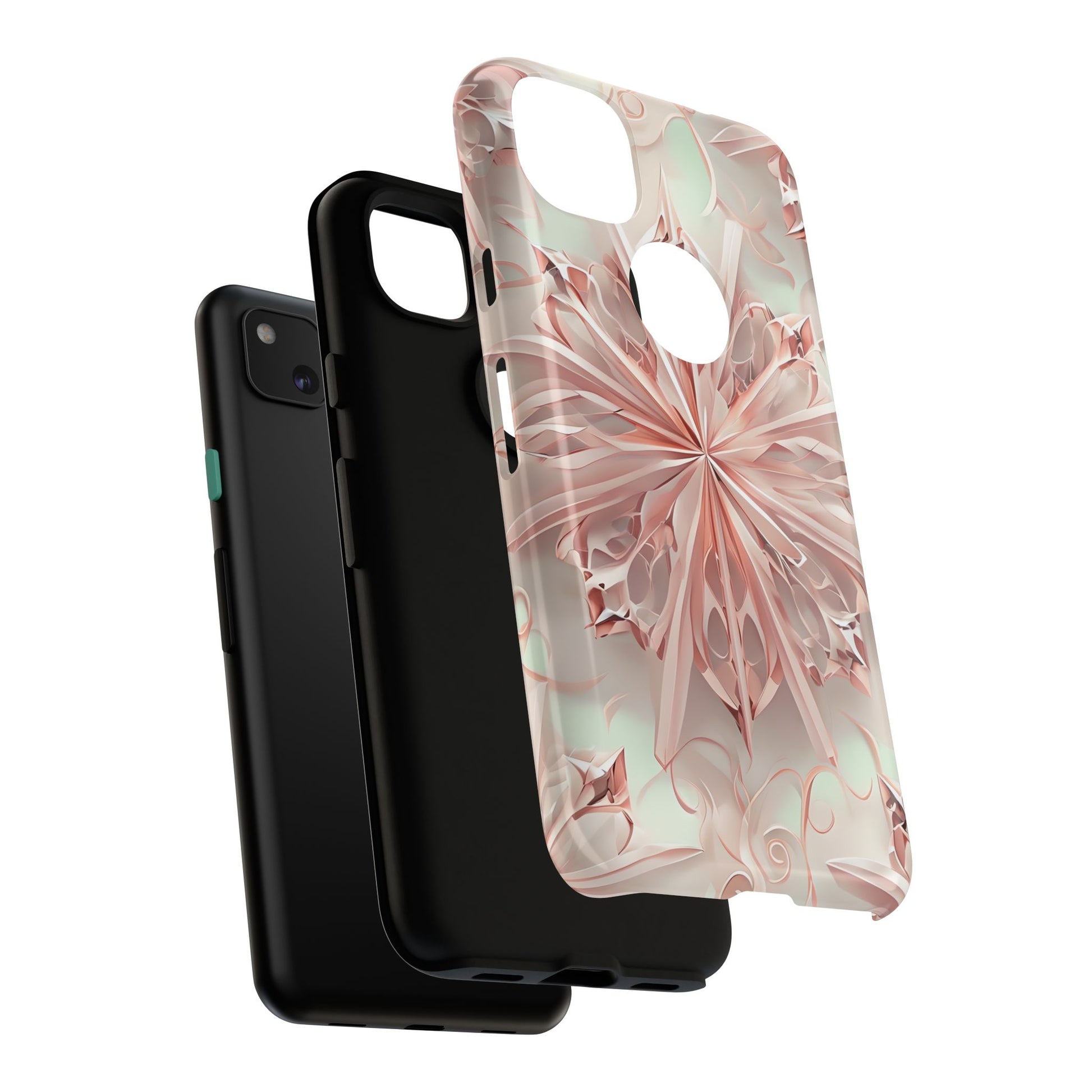 Blush Frost from our Kaleidoscope Collection - Google Pixel 4a tough case - Soft Pink Geometric Floral Design