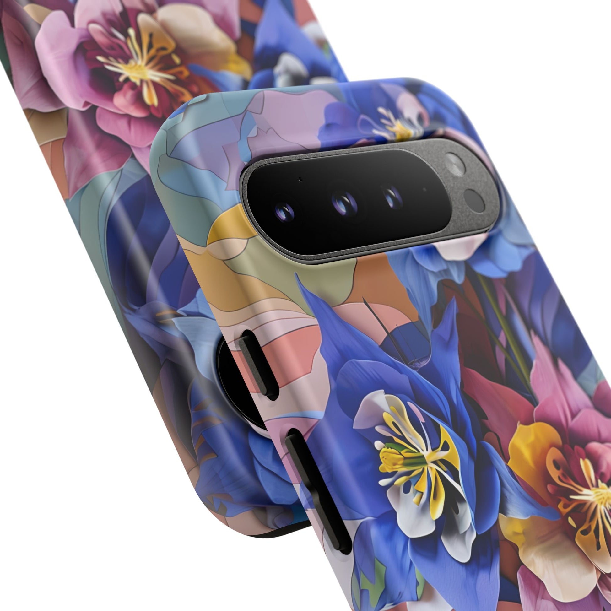 Blue Columbine Carnivale - Artistic Floral & Butterfly Google Pixel 9 Pro XL Tough Phone Case - Vibrant Botanical Design