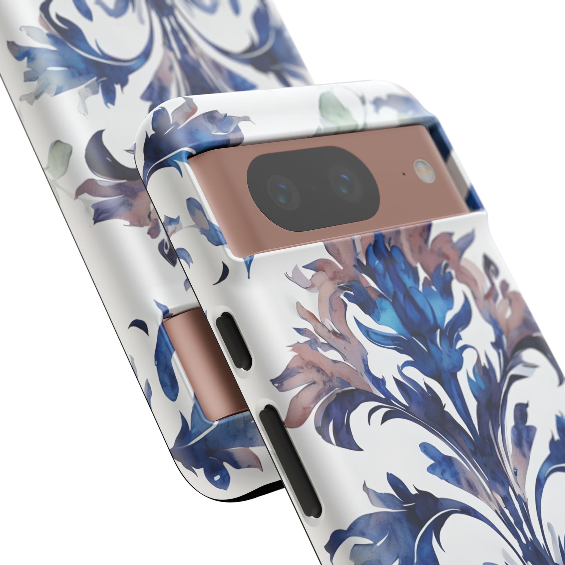 Delft Reverie - Elegant Blue & White Google Pixel 8 Tough Phone Case - Dutch Delftware-Inspired Floral Design