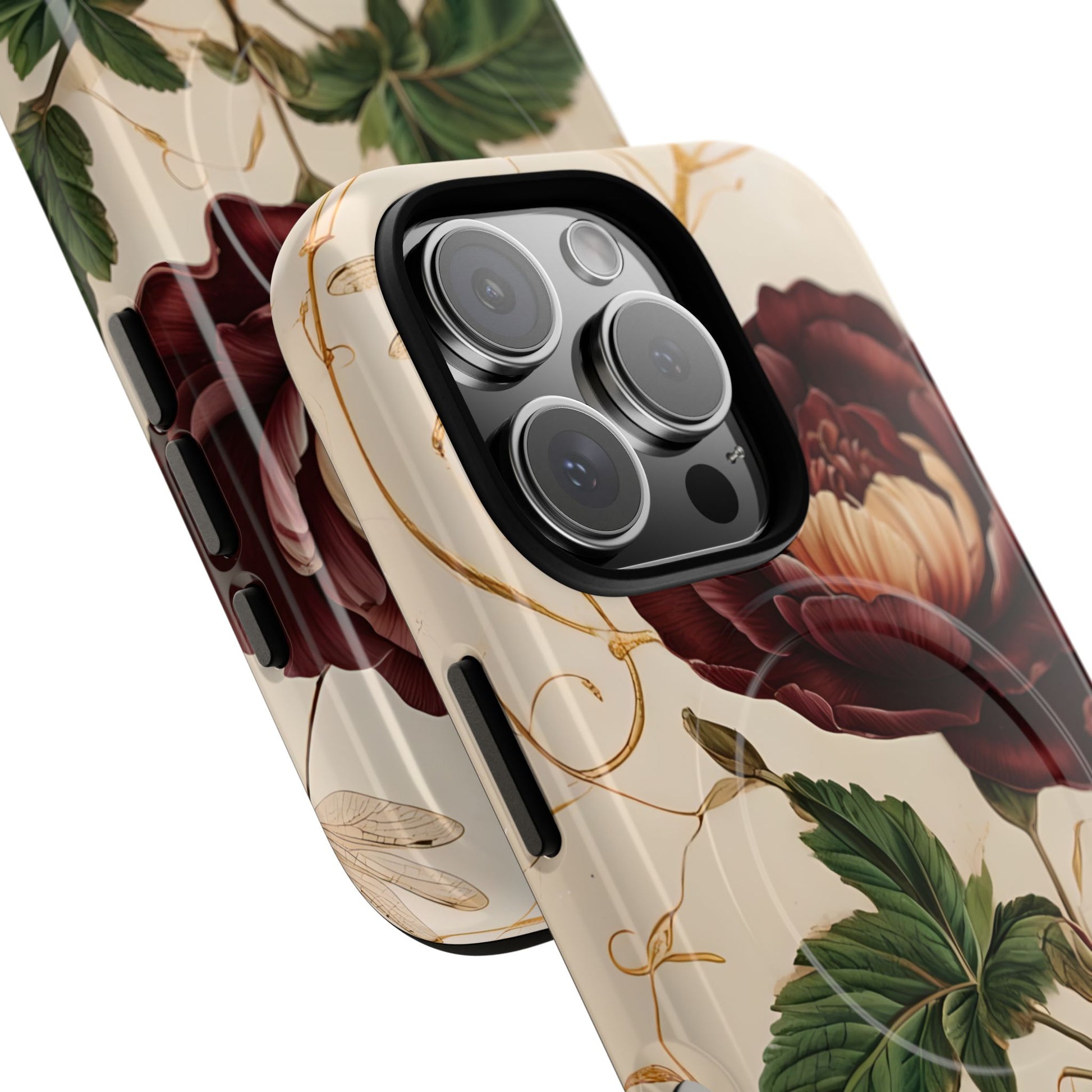 Vintage Burgundy Rose - Elegant Floral iPhone 16 Pro MagSafe Phone Case - Classic Rose Design