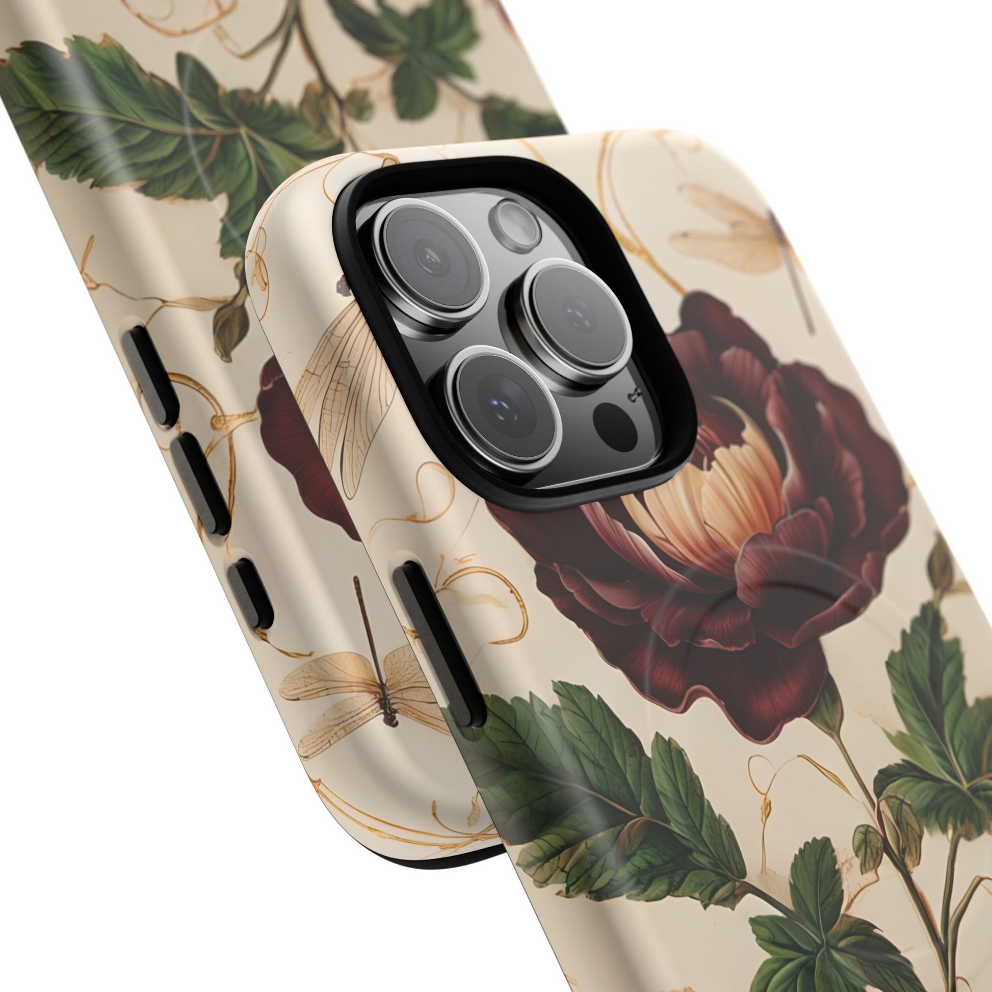 Vintage Burgundy Rose - Elegant Floral iPhone 16 Pro Max Phone Case - Classic Painterly Rose Design