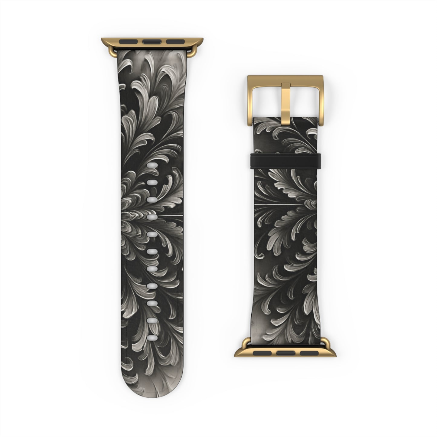 Obsidian Bloom Designer Apple Watch Band - Premium Custom Strap for Series 1-9, SE & Ultra - Artistic Vegan Leather