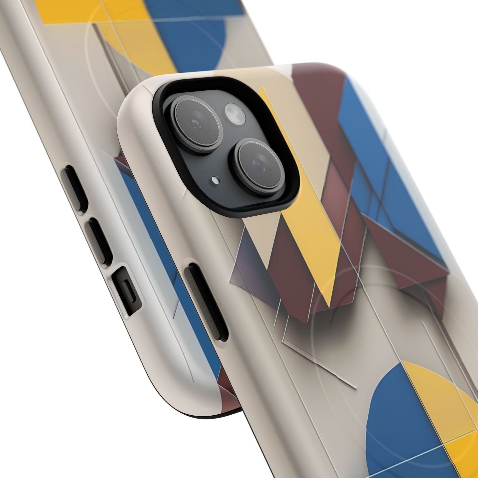 Chromatic Construct iPhone 15 Plus MagSafe Phone Case -Modern Geometrical Design, Primary Colors