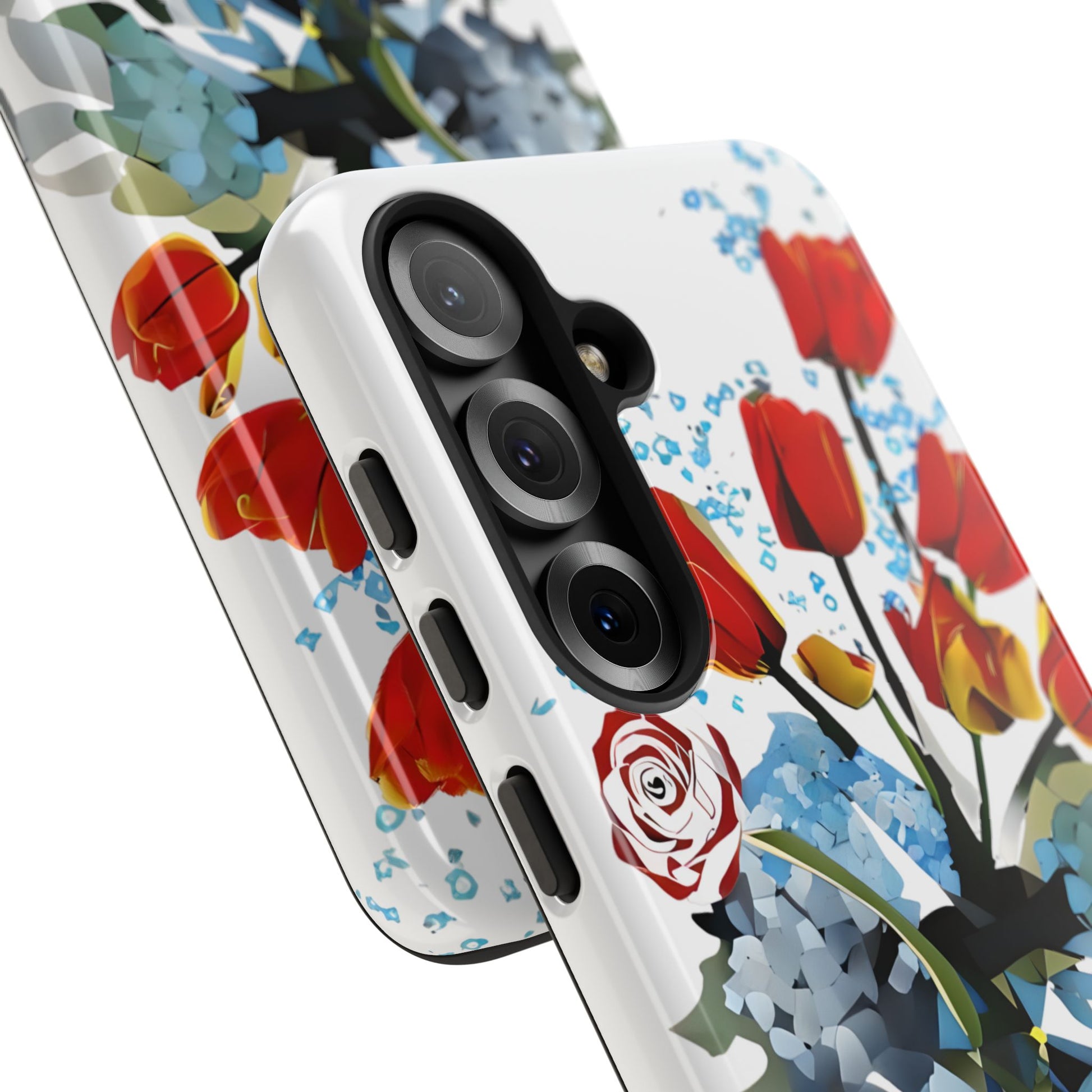 Bouquet Brilliance - Artistic Floral Samsung S25 Tough Phone Case - Vibrant Tulip, Rose & Hydrangea Design