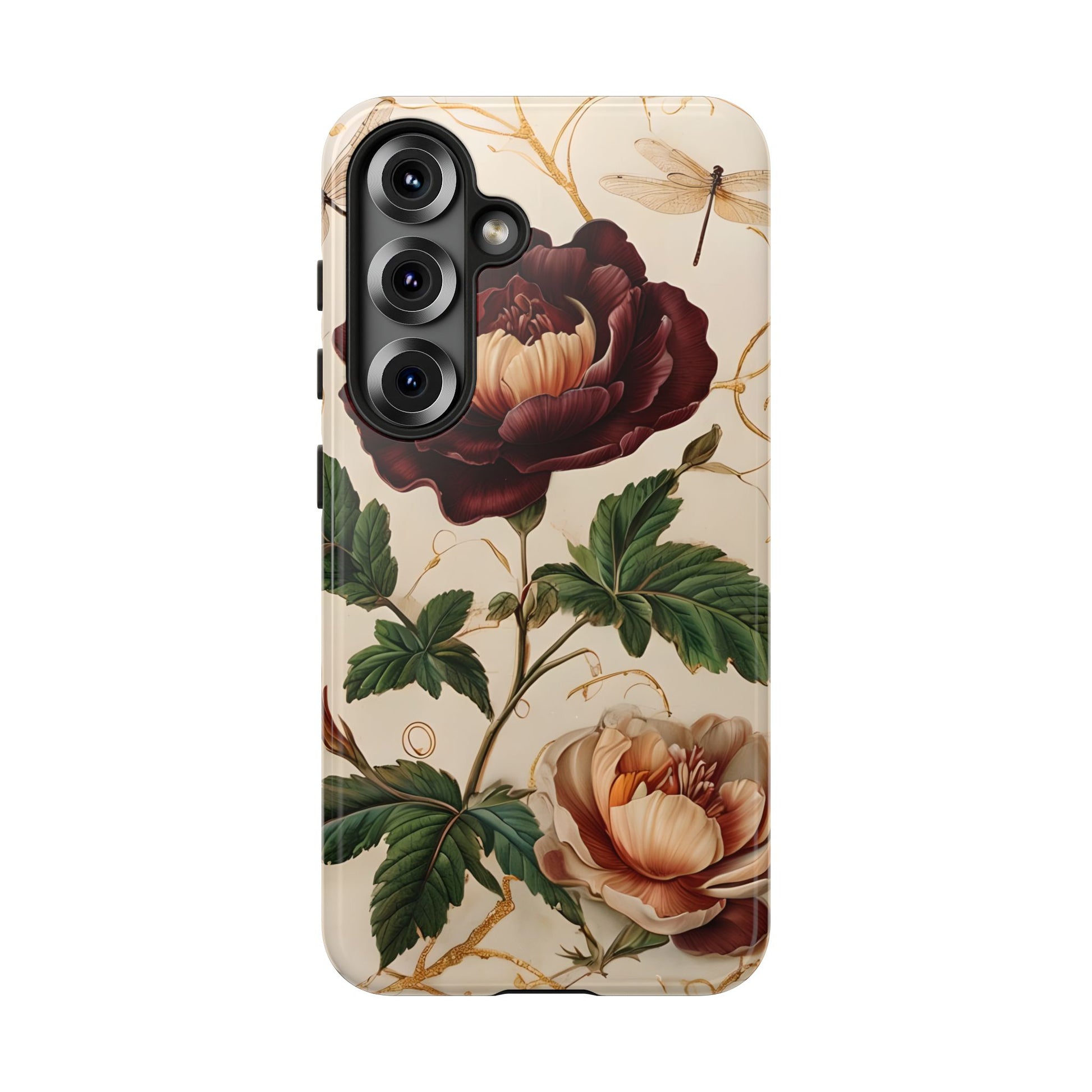 Vintage Burgundy Rose - Elegant Floral Samsung  S25 Phone Case - Classic Painterly Rose Design
