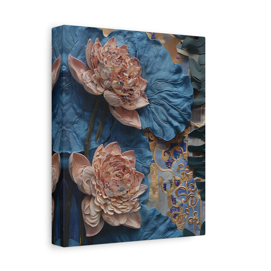 Peony Midnight Tapestry - Moody Floral Vertical Wall Art in Deep Blues and Neutrals