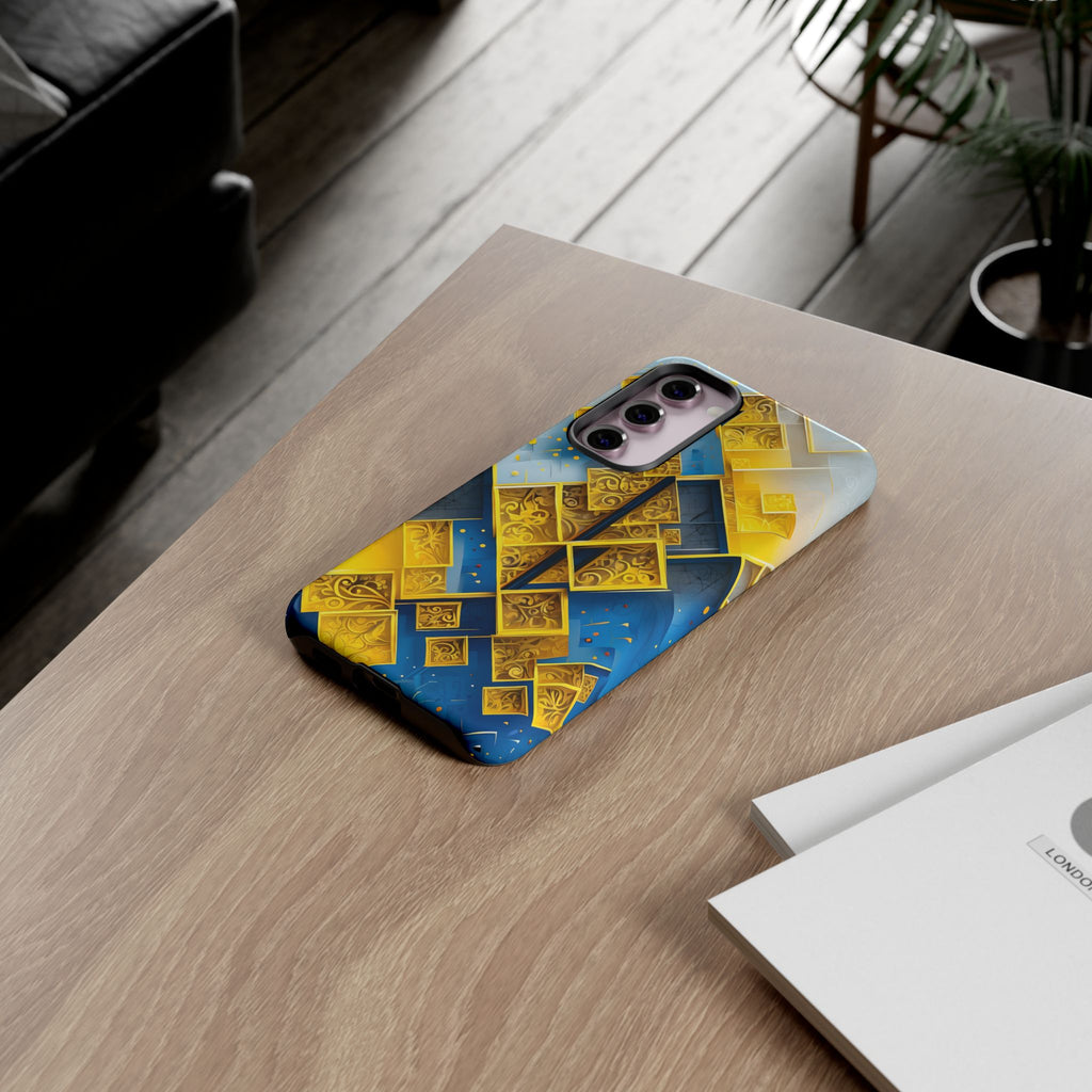 Golden Ascent Luxe Geometric Samsung Galaxy S23 Plus Tough Case - Elegant Abstract Gold Design