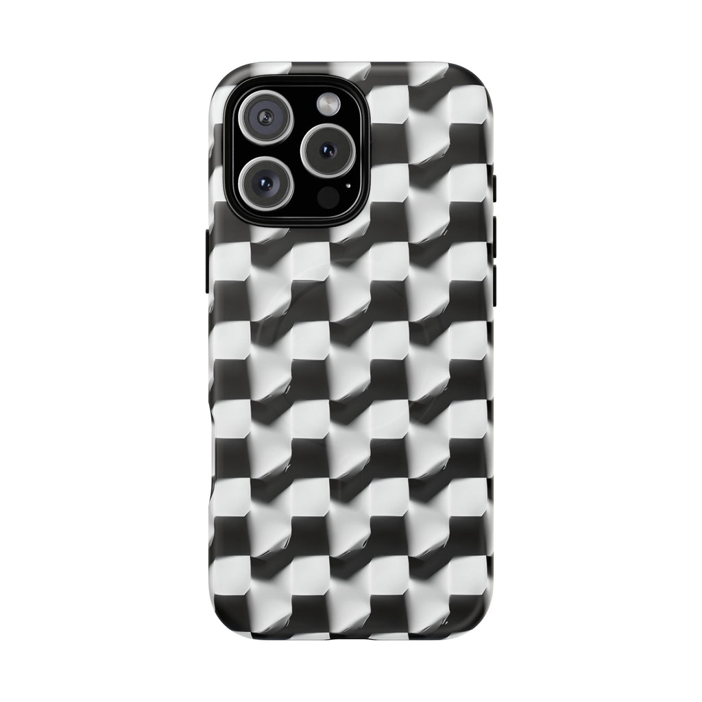 Monochrome Grid - iPhone 16 Pro Max MagSafe Phone Case - Bold, Modern Black & White Design