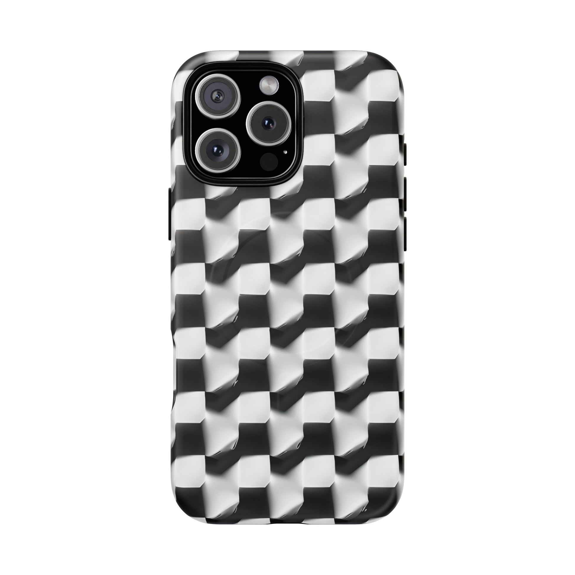 Monochrome Grid - iPhone 16 Pro Max MagSafe Phone Case - Bold, Modern Black & White Design