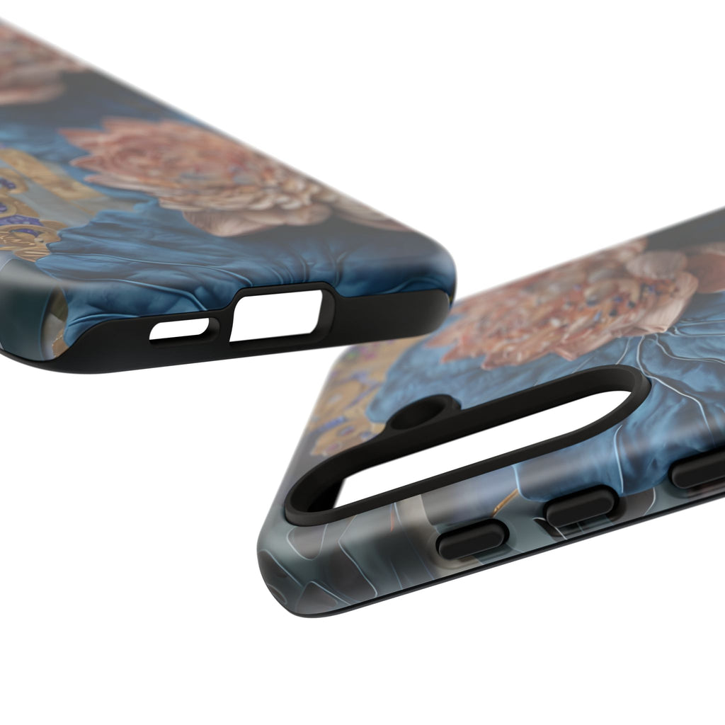 Peony Midnight Tapestry - Samsung Galaxy S24 - Elegant Blue & Blush Artful Phone Cover