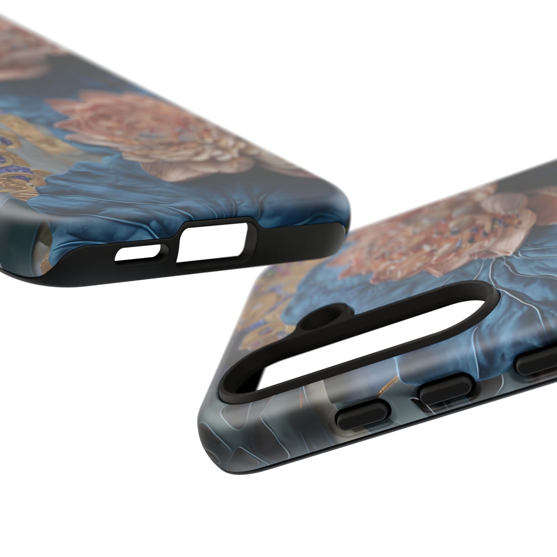 Peony Midnight Tapestry - Samsung Galaxy S24 - Elegant Blue & Blush Artful Phone Cover