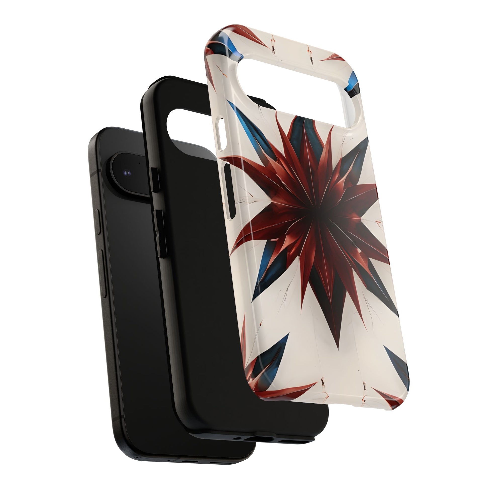 Garnet Starburst - Kaleidoscope Collection Gemstone Floral - Google Pixel 9 Tough Phone Case - Floral Burst Design