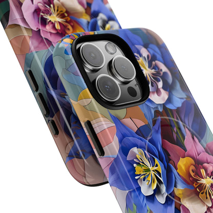 Blue Columbine Carnivale - Artistic Floral & Butterfly iPhone MagSafe Phone Case - Vibrant Botanical Design