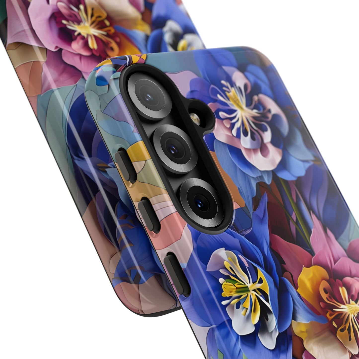 Blue Columbine Carnivale - Artistic Floral & Butterfly Samsung Ultra Tough Phone Case - Vibrant Botanical Design