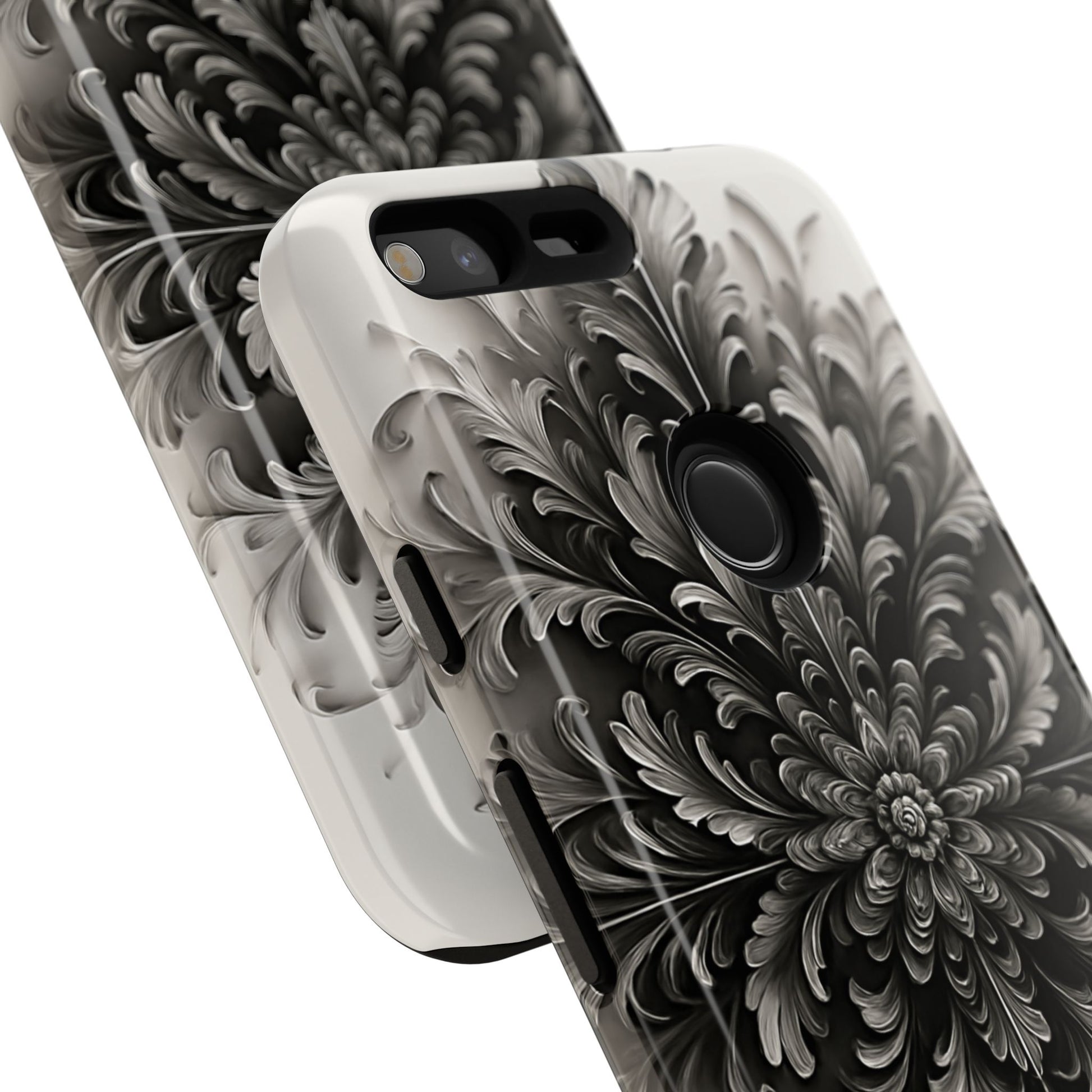 Obsidian Bloom - Elegant Black & White Google Pixel XL Phone Case - Intricate Mandala Flower Design