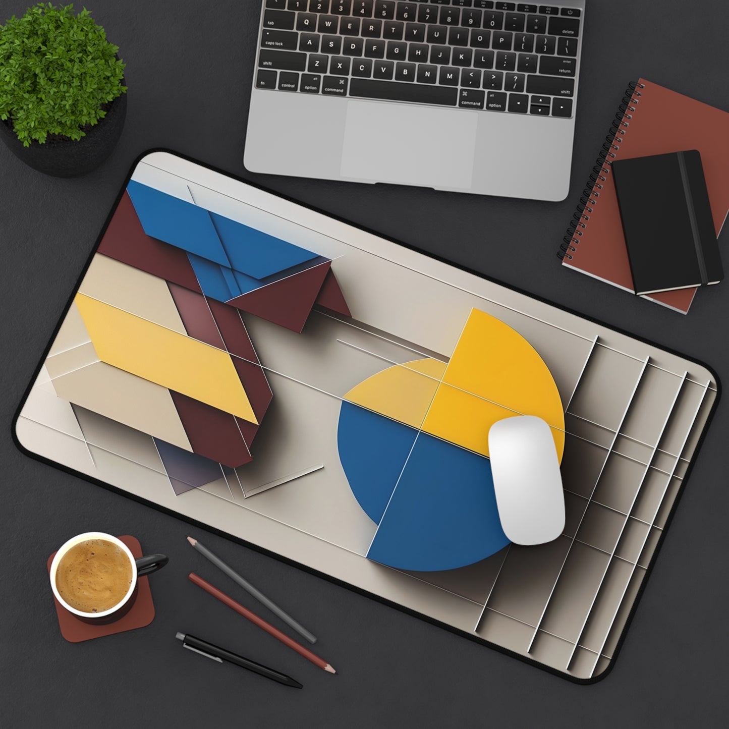 Chromatic Construct Desk Mat - Premium Office Desk Pad, 3 Sizes Available, Artistic Workspace Protection