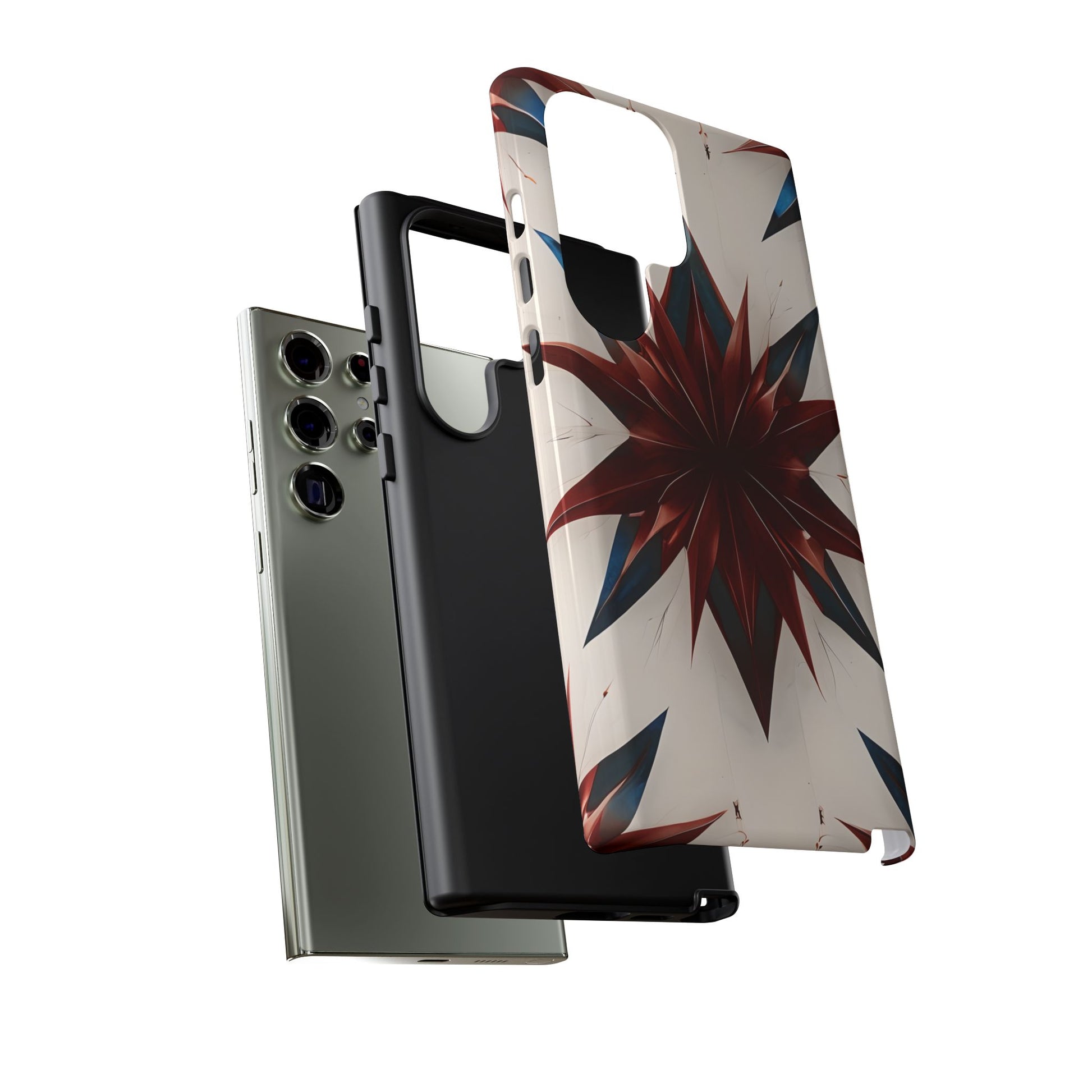 Garnet Starburst - Kaleidoscope Collection Gemstone Floral - Samsung Galaxy S23 Ultra Tough Phone Case - Floral Burst Design