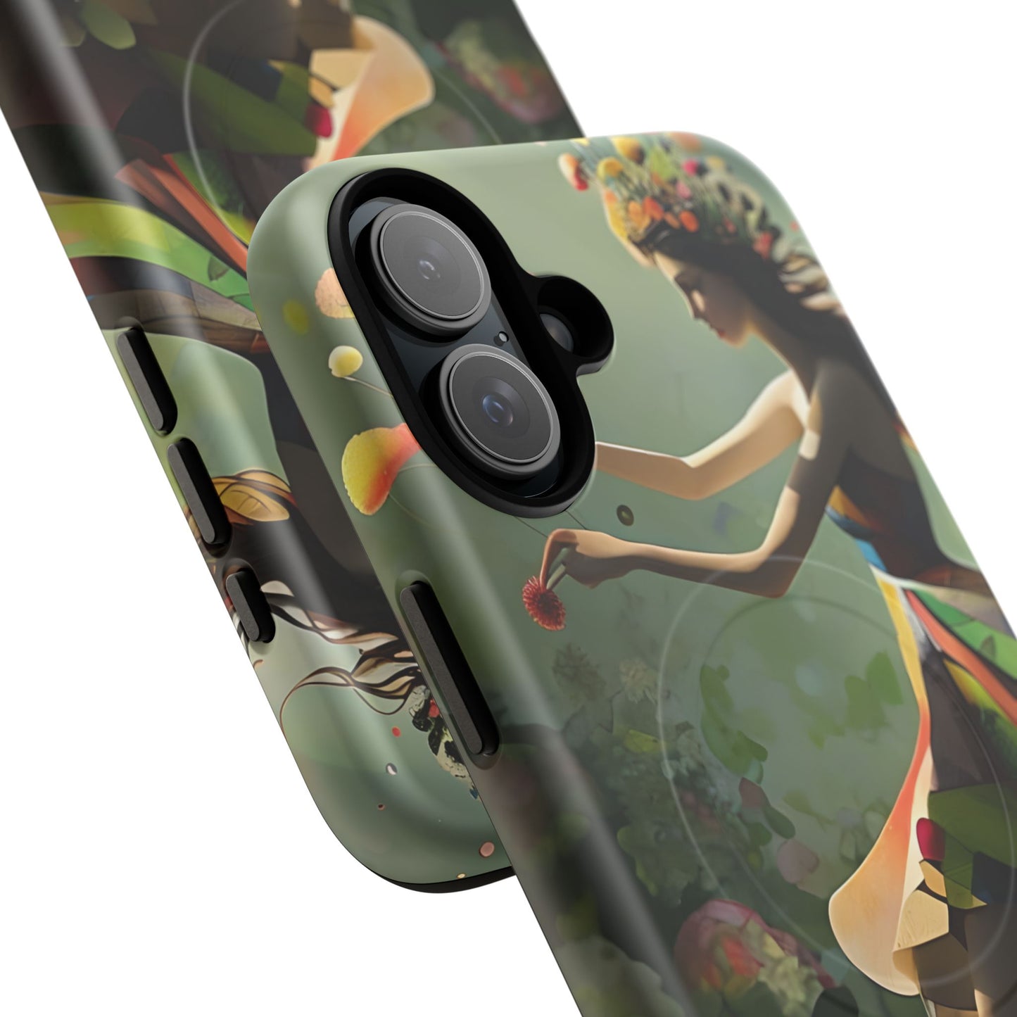 Dancing Wildflower Muse iPhone - Artistic Floral Fantasy Cover - MagSafe Compatible - Whimsical Nature-Inspired Protective Accessory