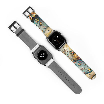 Celestial Map Apple Watch bands shown on two watches front and back highlighting celestial star chart artwork