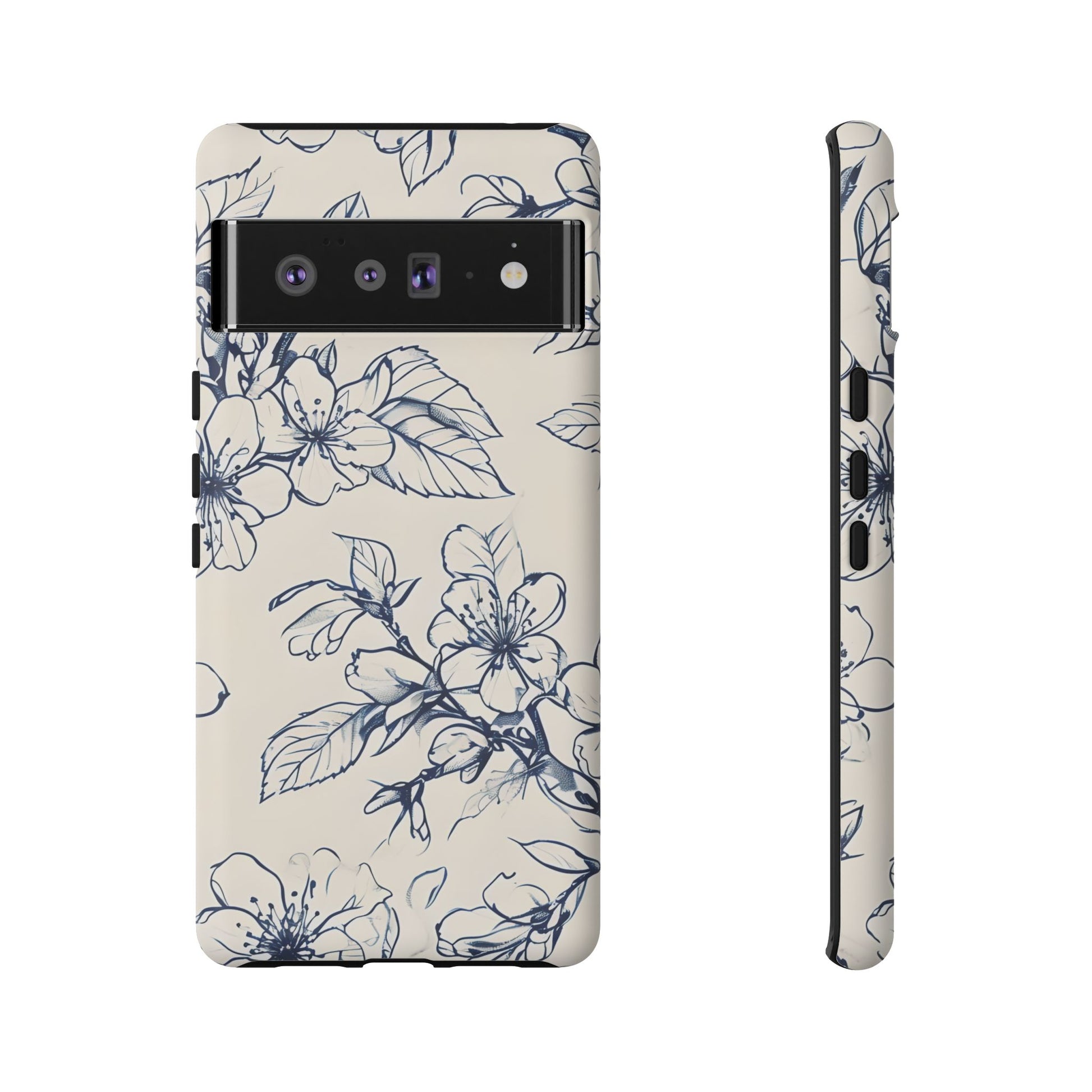 Blossom Sketch - Artistic Blue Floral Google Pixel 6 Pro - Tough Phone Case - Hand-Drawn Botanical Design