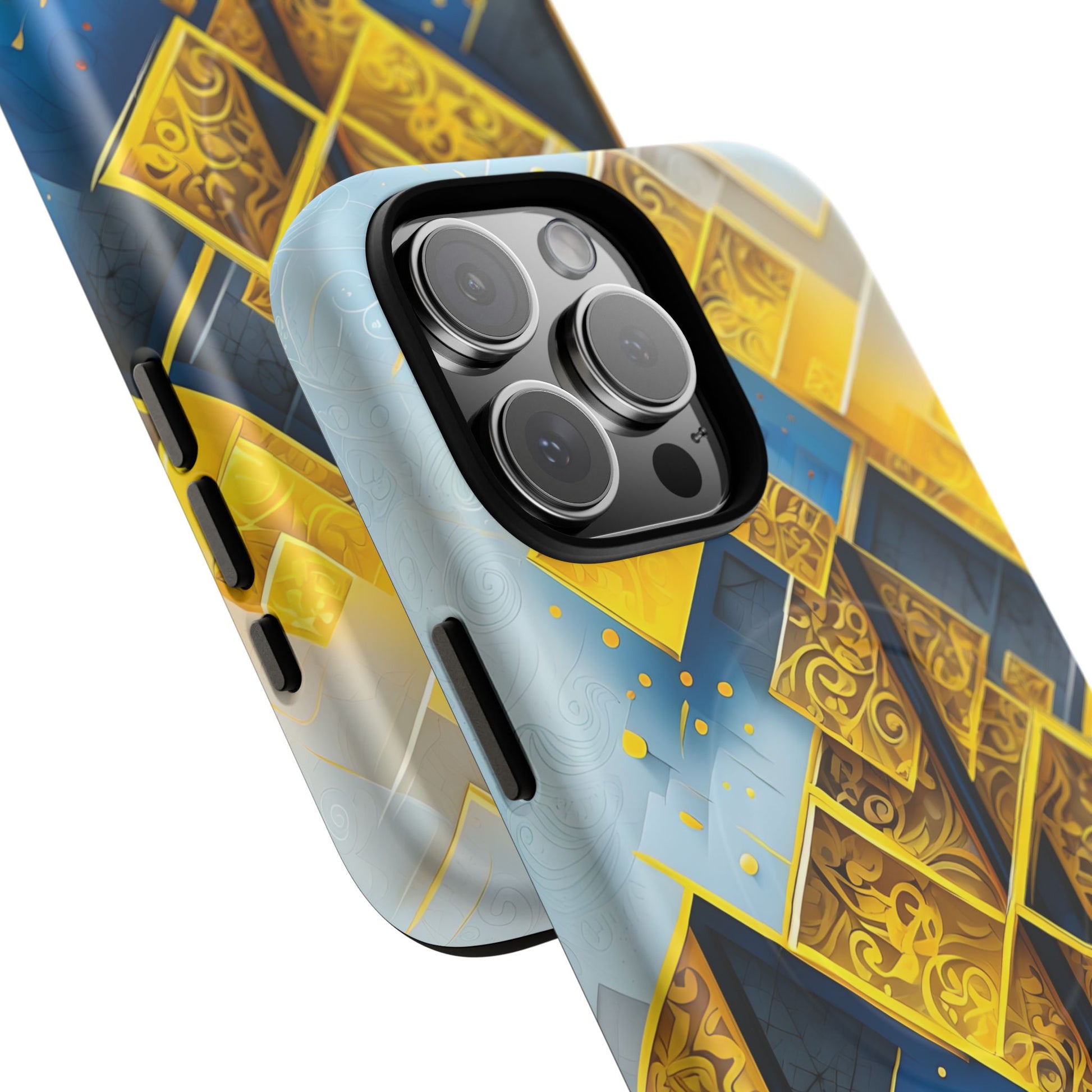 Golden Ascent Luxe Geometric iPhone 16 Pro Max - MagSafe Compatible - Elegant Abstract Gold Design