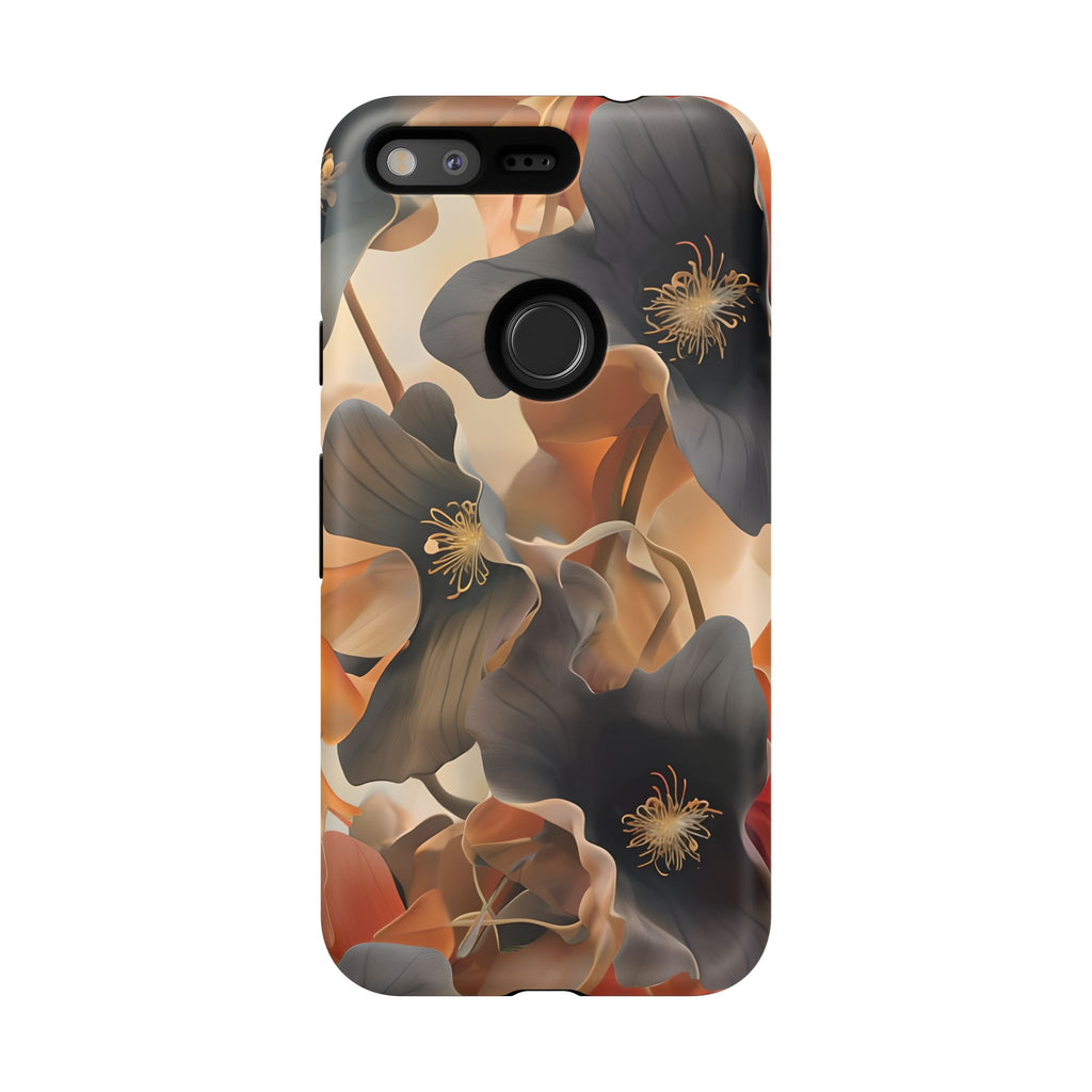 Autumn Ember - Moody Floral Art Google Pixel Tough Phone Case - Warm Earthy Botanical Design