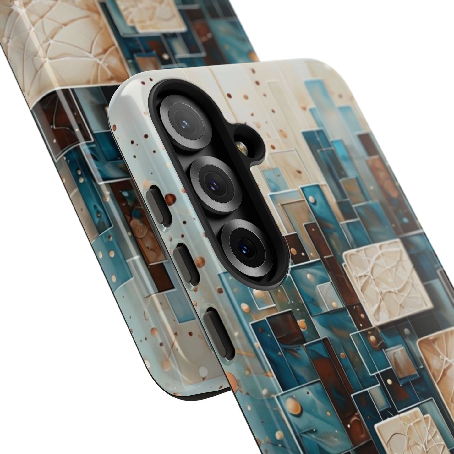 Architectural Drift Samsung Galaxy Case - Modern Geometric Teal & Parchment Design