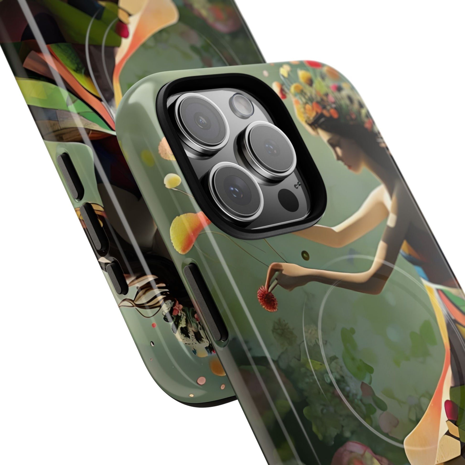 Dancing Wildflower Muse iPhone 16 Pro Max- Artistic Floral Fantasy Cover - MagSafe Compatible - Whimsical Nature-Inspired Protective Accessory