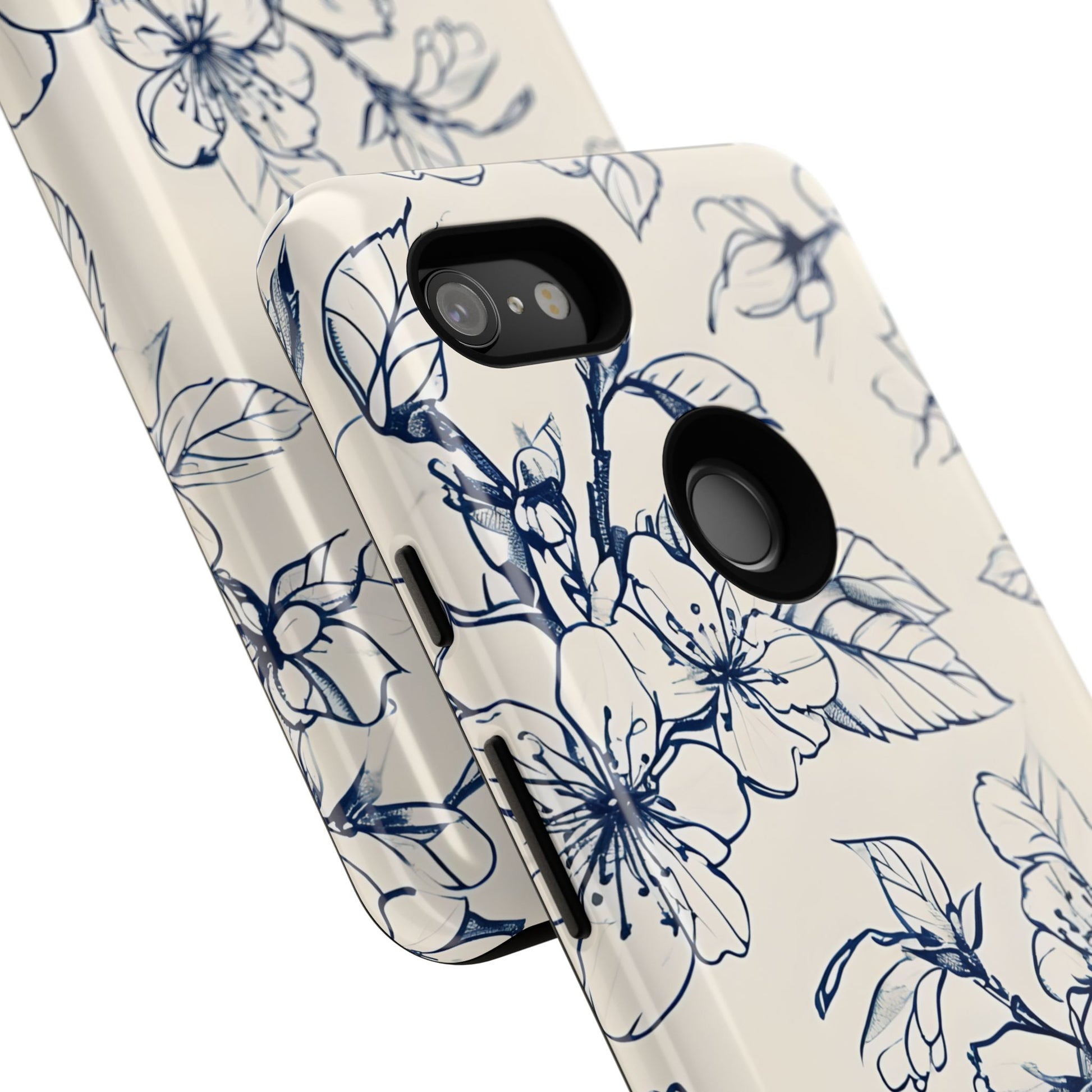 Blossom Sketch - Artistic Blue Floral Google Pixel 3XL - Tough Phone Case - Hand-Drawn Botanical Design