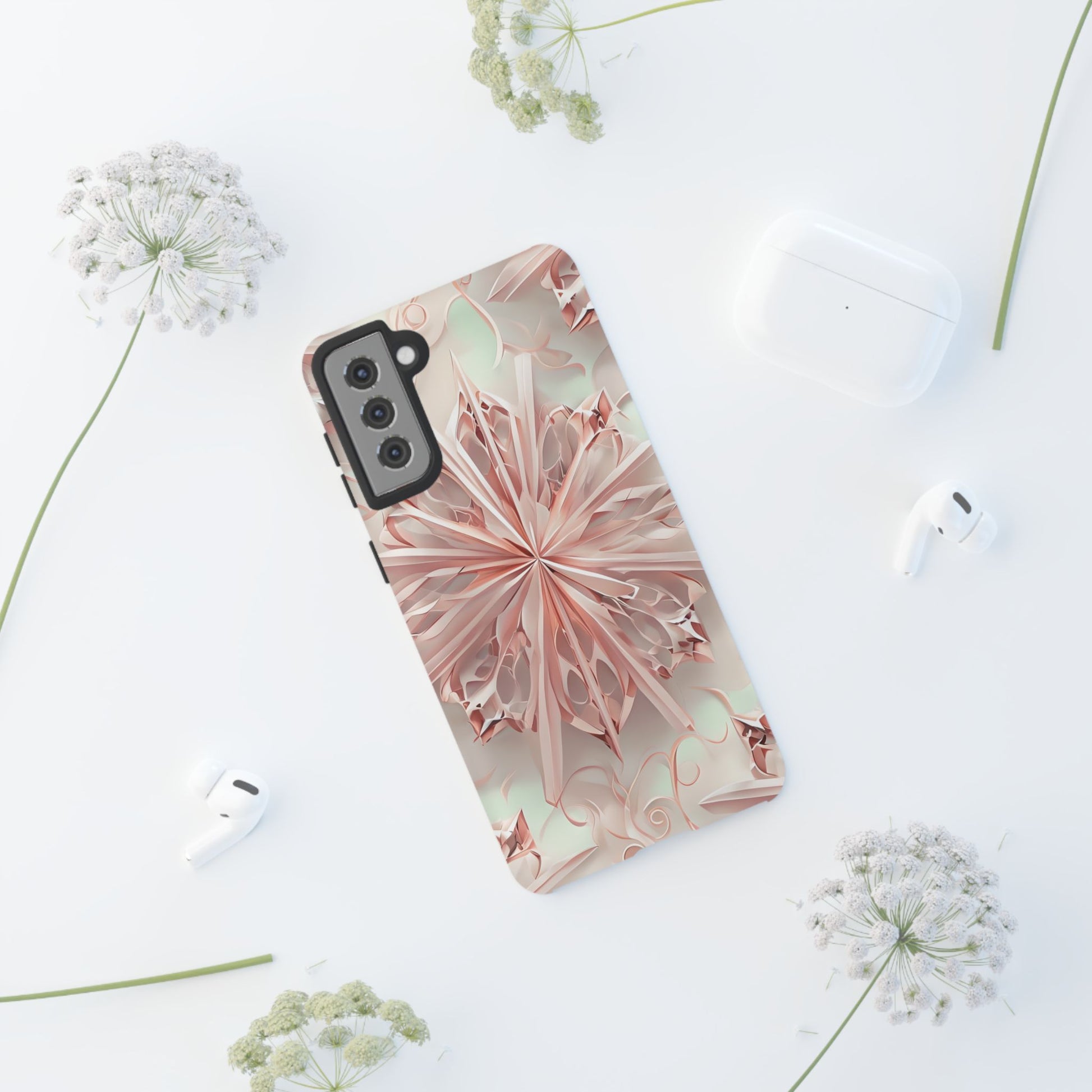 Blush Frost from our Kaleidoscope Collection - Samsung Galaxy S21 Plus tough case - Soft Pink Geometric Floral Design