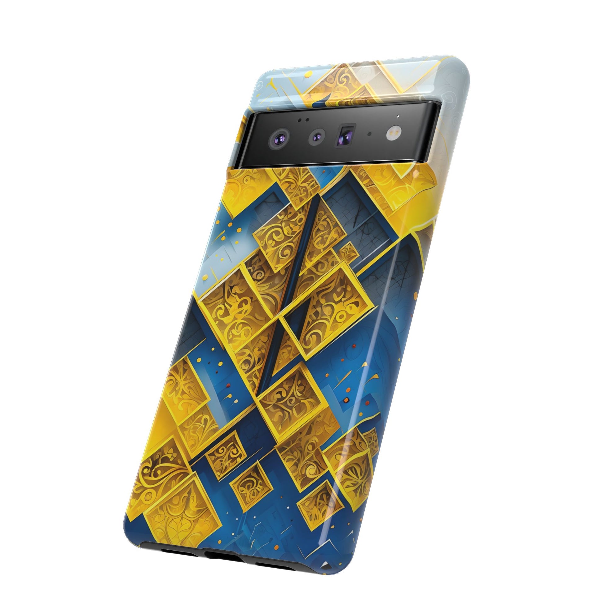 Golden Ascent Luxe Geometric Google Pixel 6 Pro Tough Case - Elegant Abstract Gold Design