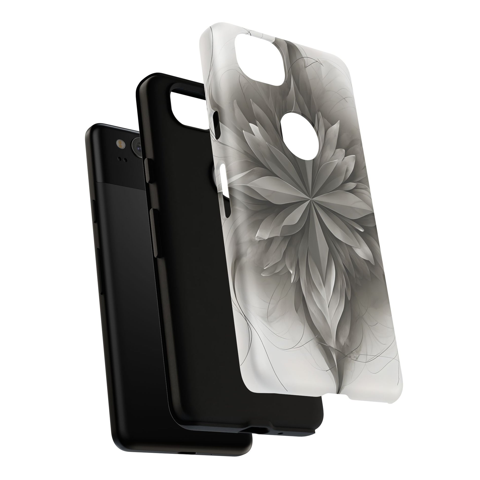 Silver Lotus - Elegant Monochrome Floral Google Pixel 2 Tough Phone Case - Modern Lotus Design