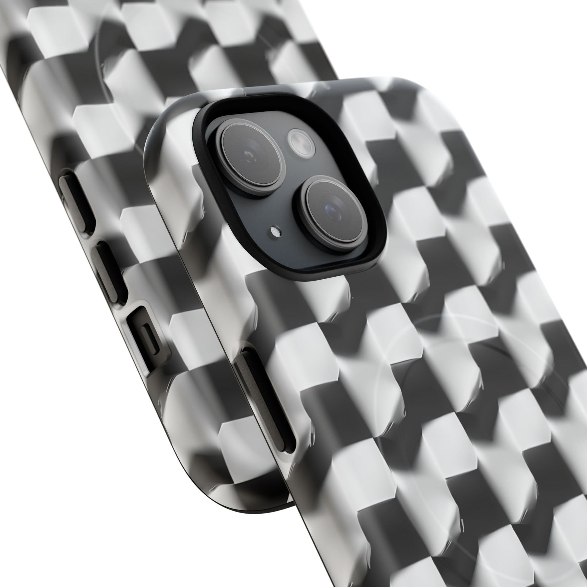 Monochrome Grid - iPhone 15 MagSafe Phone Case - Bold, Modern Black & White Design