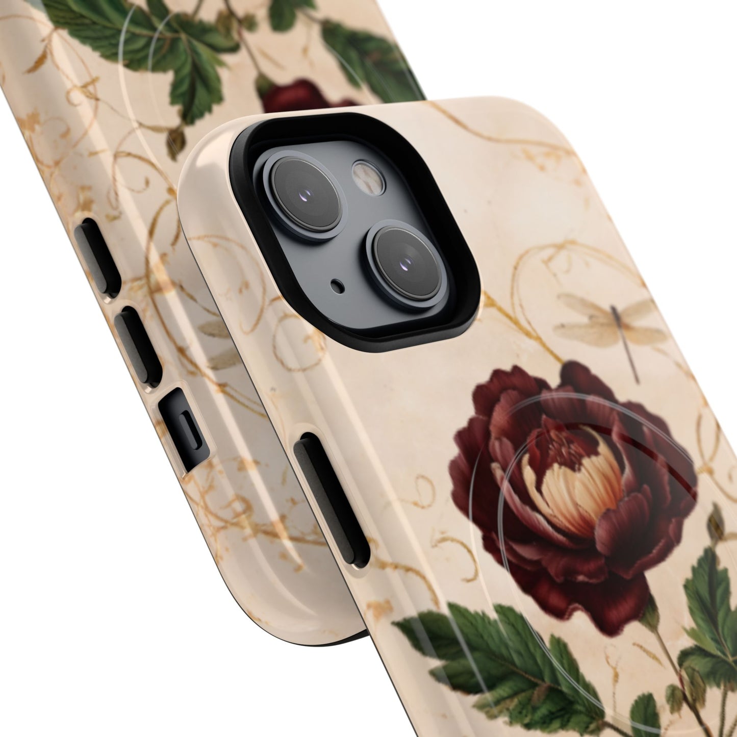 Vintage Burgundy Rose iPhone MagSafe Case