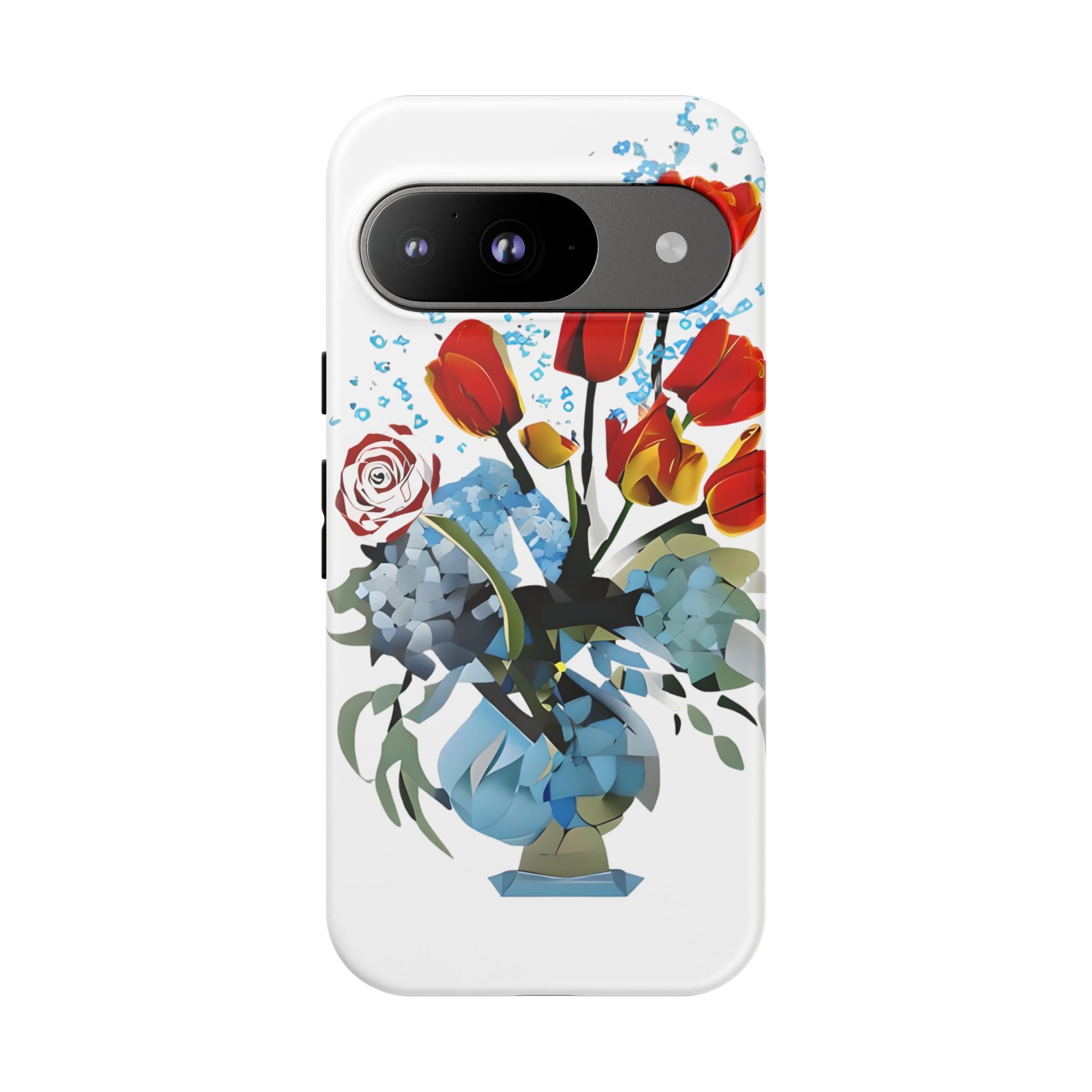 Bouquet Brilliance - Artistic Floral Google Pixel 9 Tough Phone Case - Vibrant Tulip, Rose & Hydrangea Design
