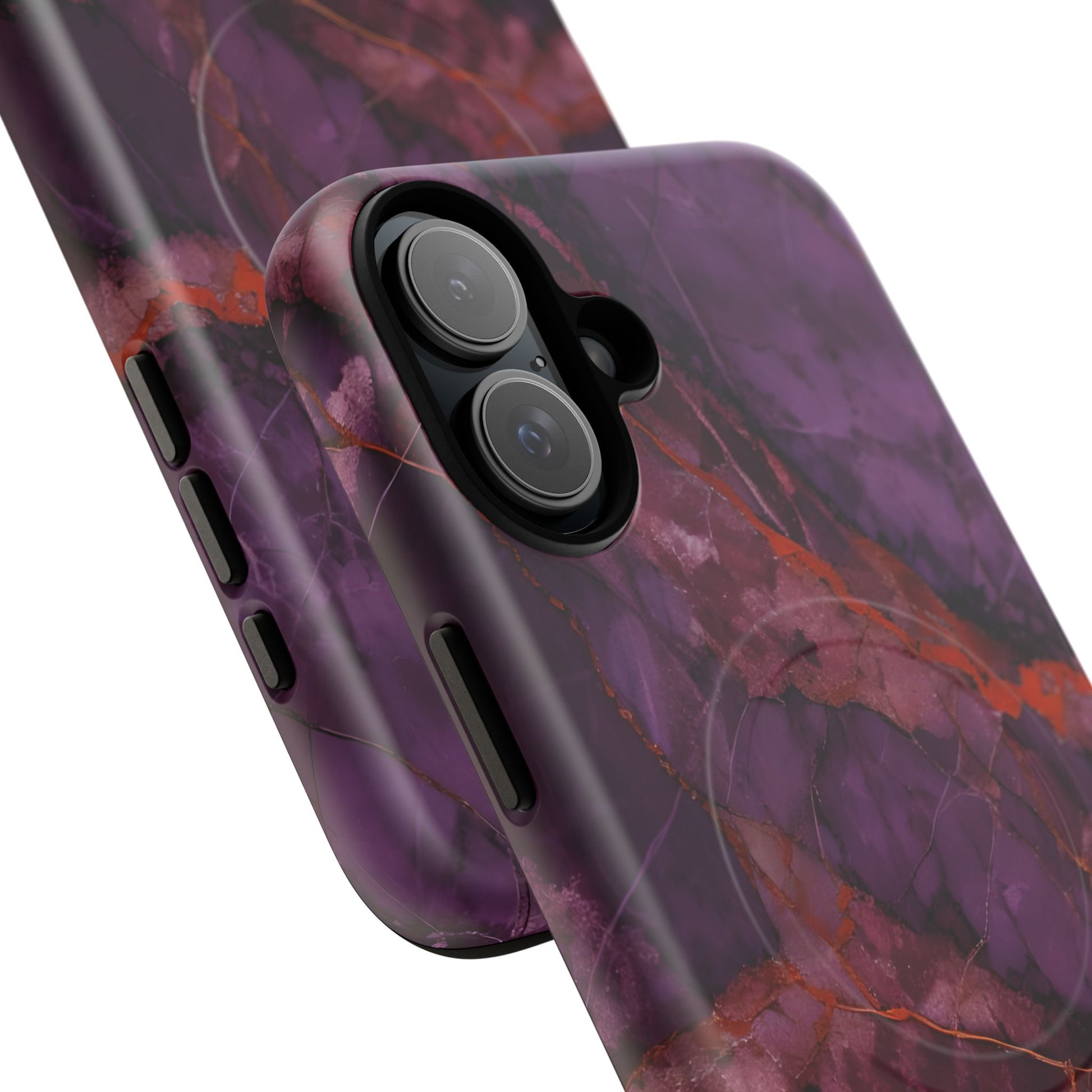 Amethyst Current - Kaleidoscope Collection Artistic Floral Burst - iPhone 16 Plus MagSafe Phone Case - Bold Purple Symmetrical Design
