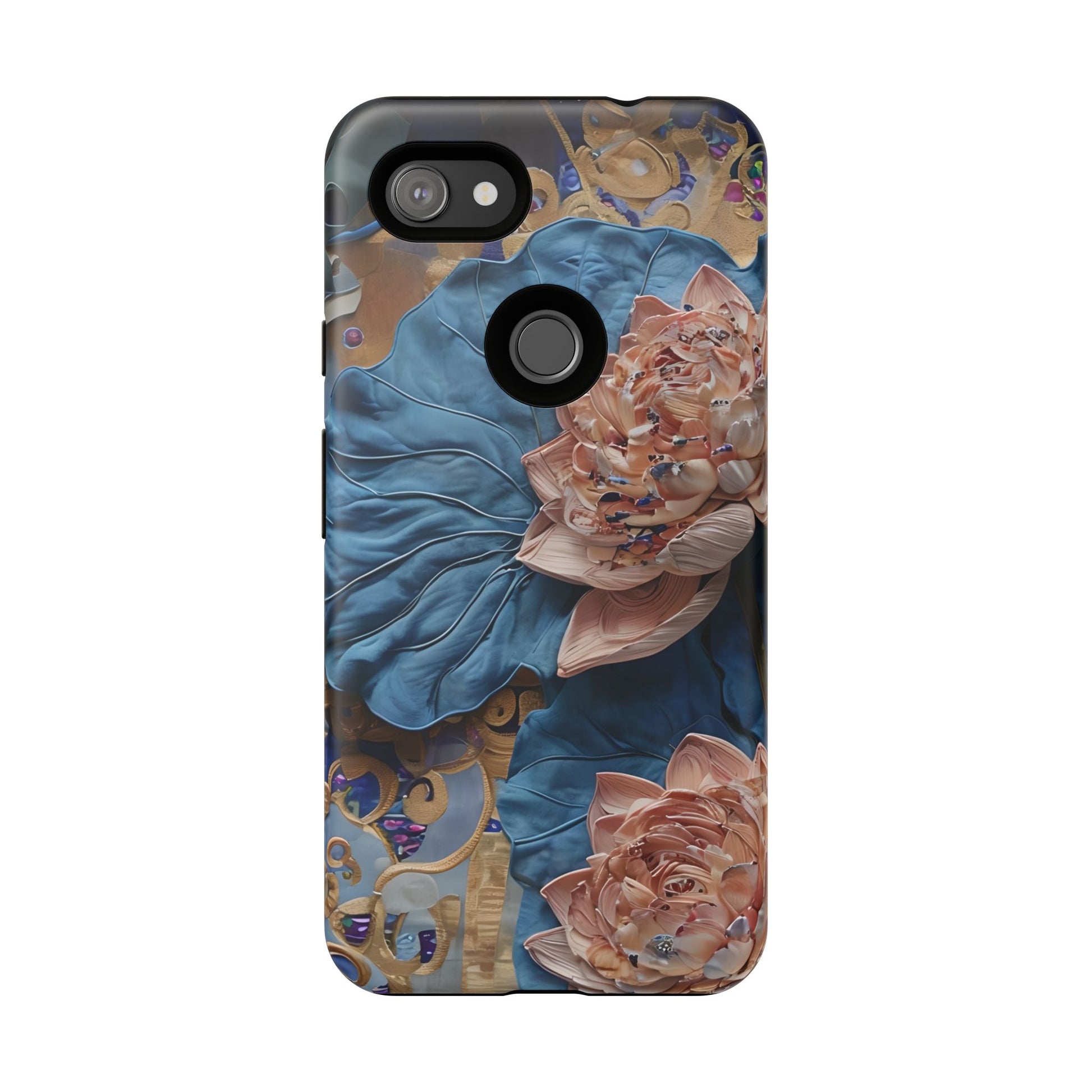 Peony Midnight Tapestry - Google Pixel 3a XL - Elegant Blue & Blush Artful Phone Cover