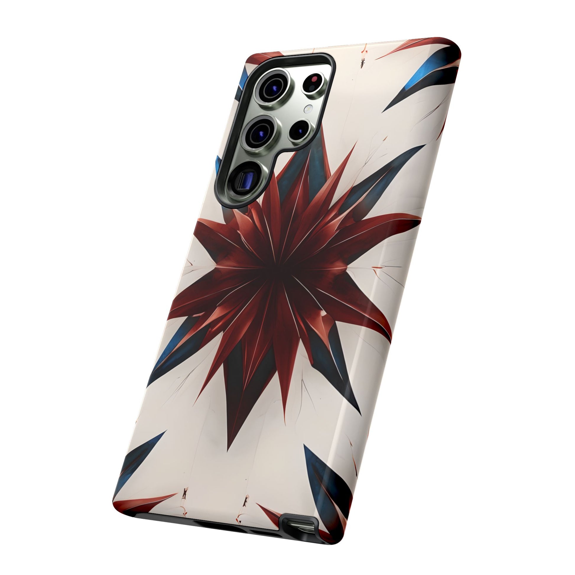 Garnet Starburst - Kaleidoscope Collection Gemstone Floral - Samsung Galaxy S23 Ultra Tough Phone Case - Floral Burst Design