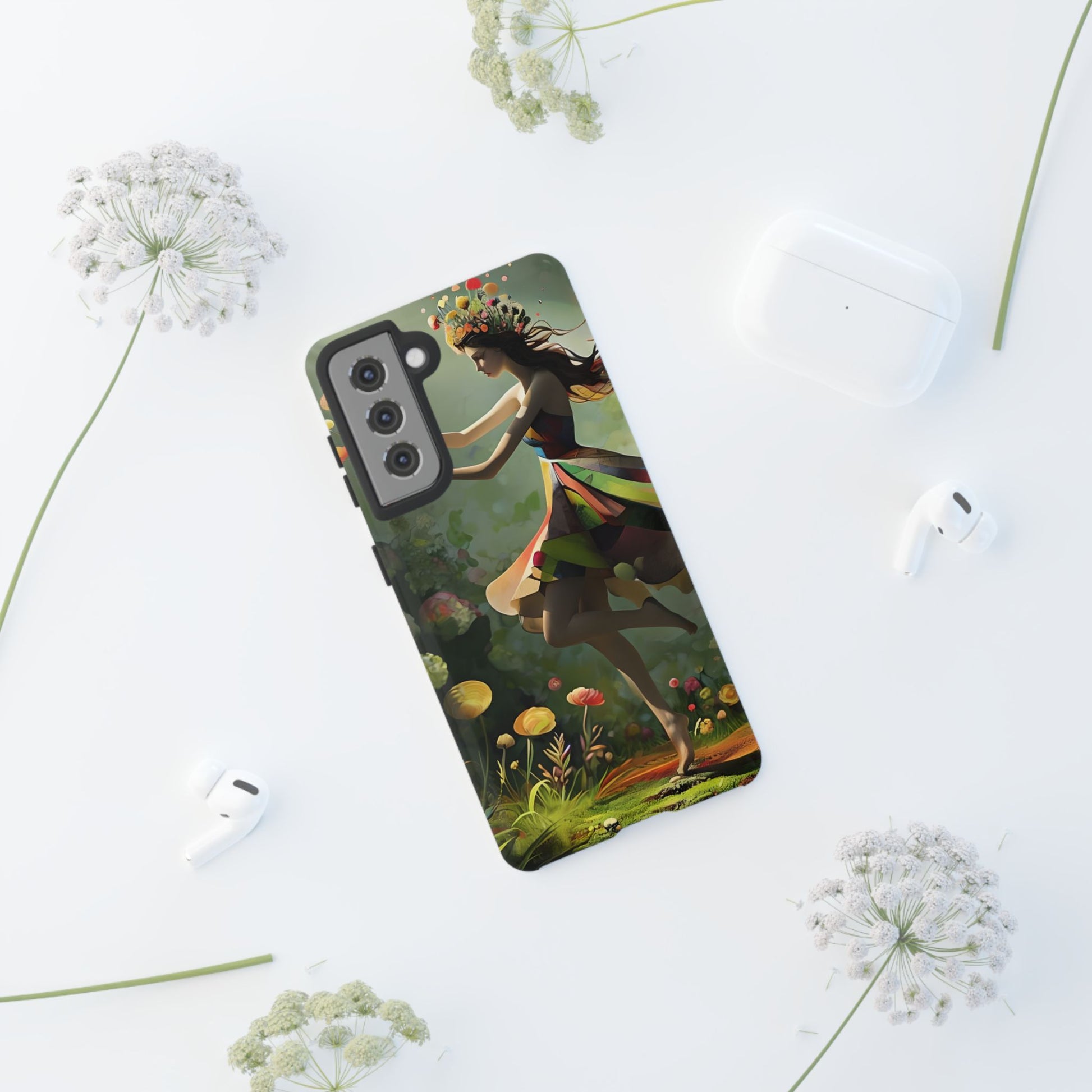 Dancing Wildflower Muse Samsung Galaxy S21 Tough Case - Artistic Floral Fantasy Cover - Whimsical Nature-Inspired Protective Accessory