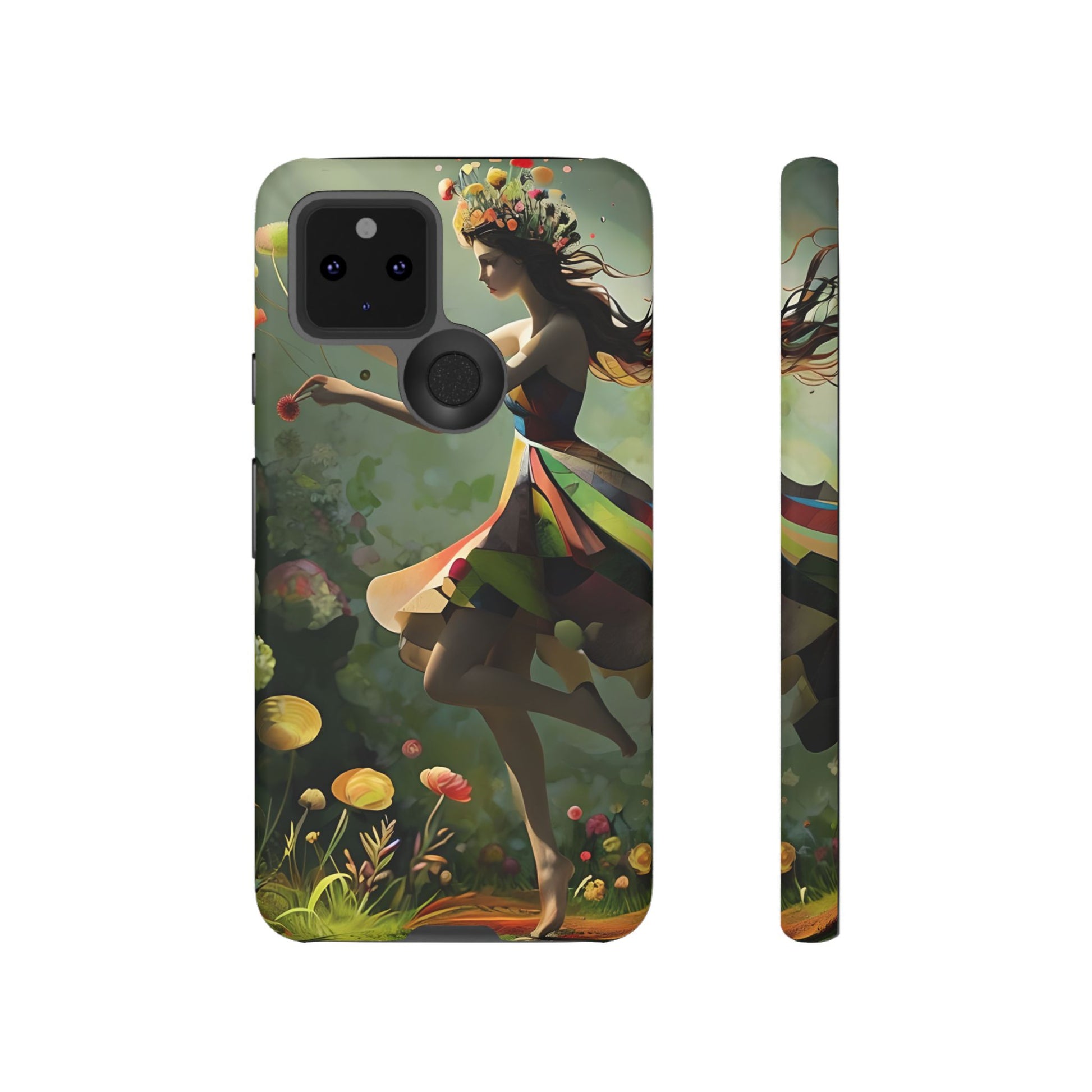 Dancing Wildflower Muse Google Pixel 5 5G Tough Case - Artistic Floral Fantasy Cover - Whimsical Nature-Inspired Protective Accessory